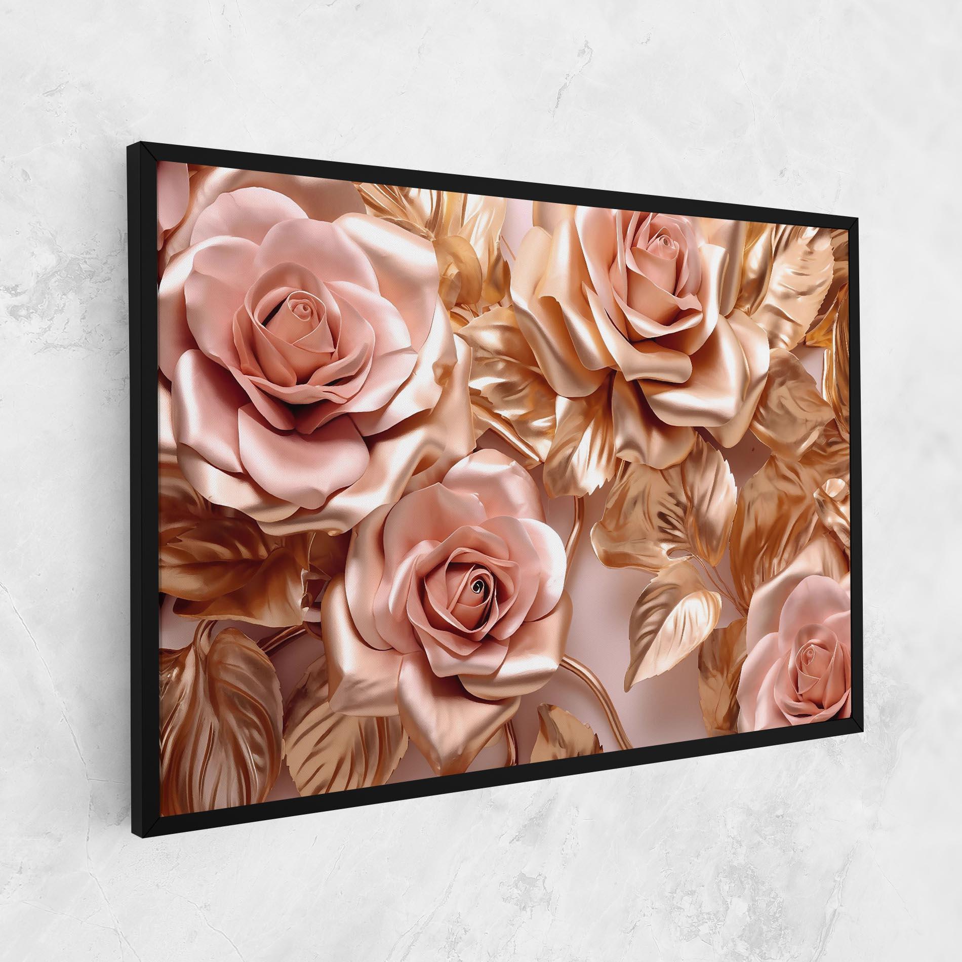 Tablou Canvas Pink Golden Roses mockup 1