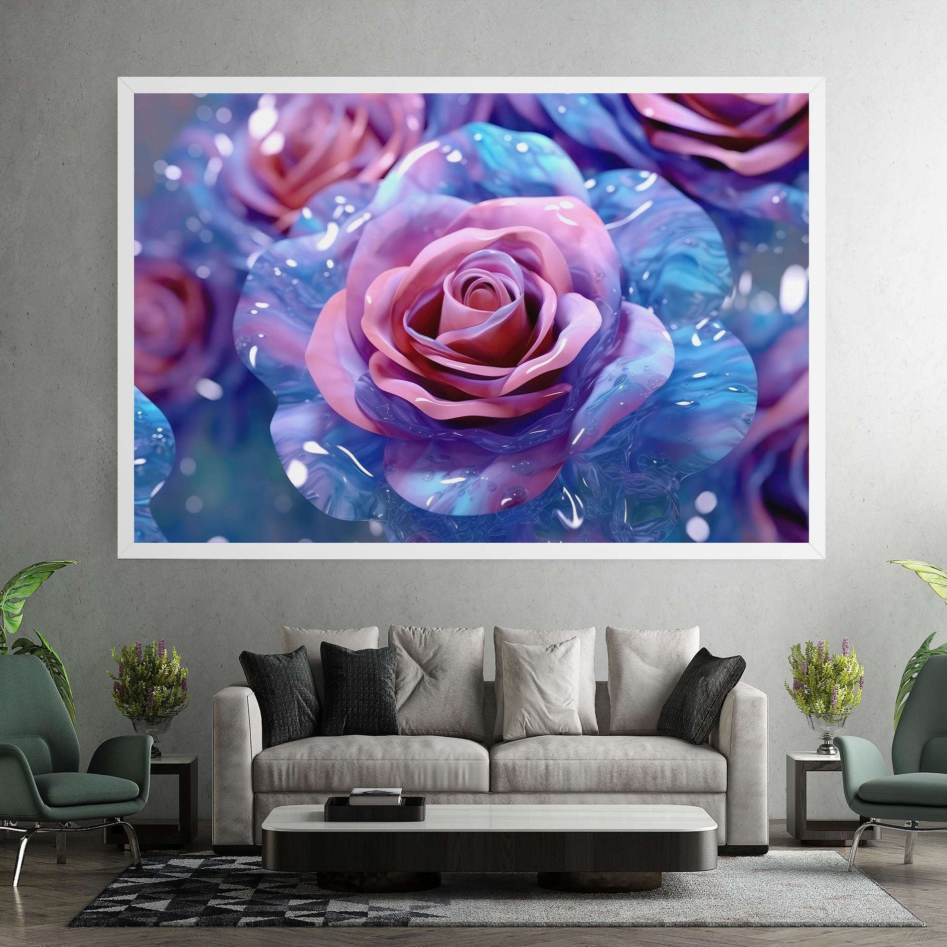 Tablou Canvas Beautiful Blue Pink Rose mockup 7