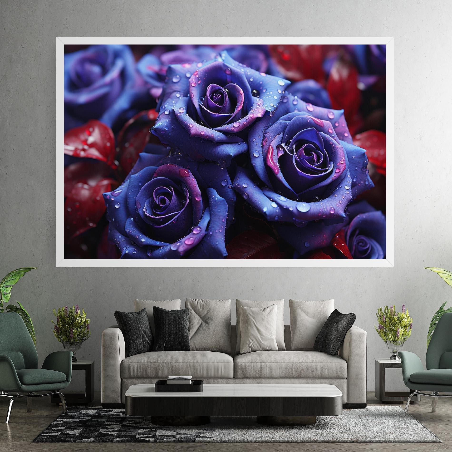 Tablou Canvas Blue Purple Rose mockup 7