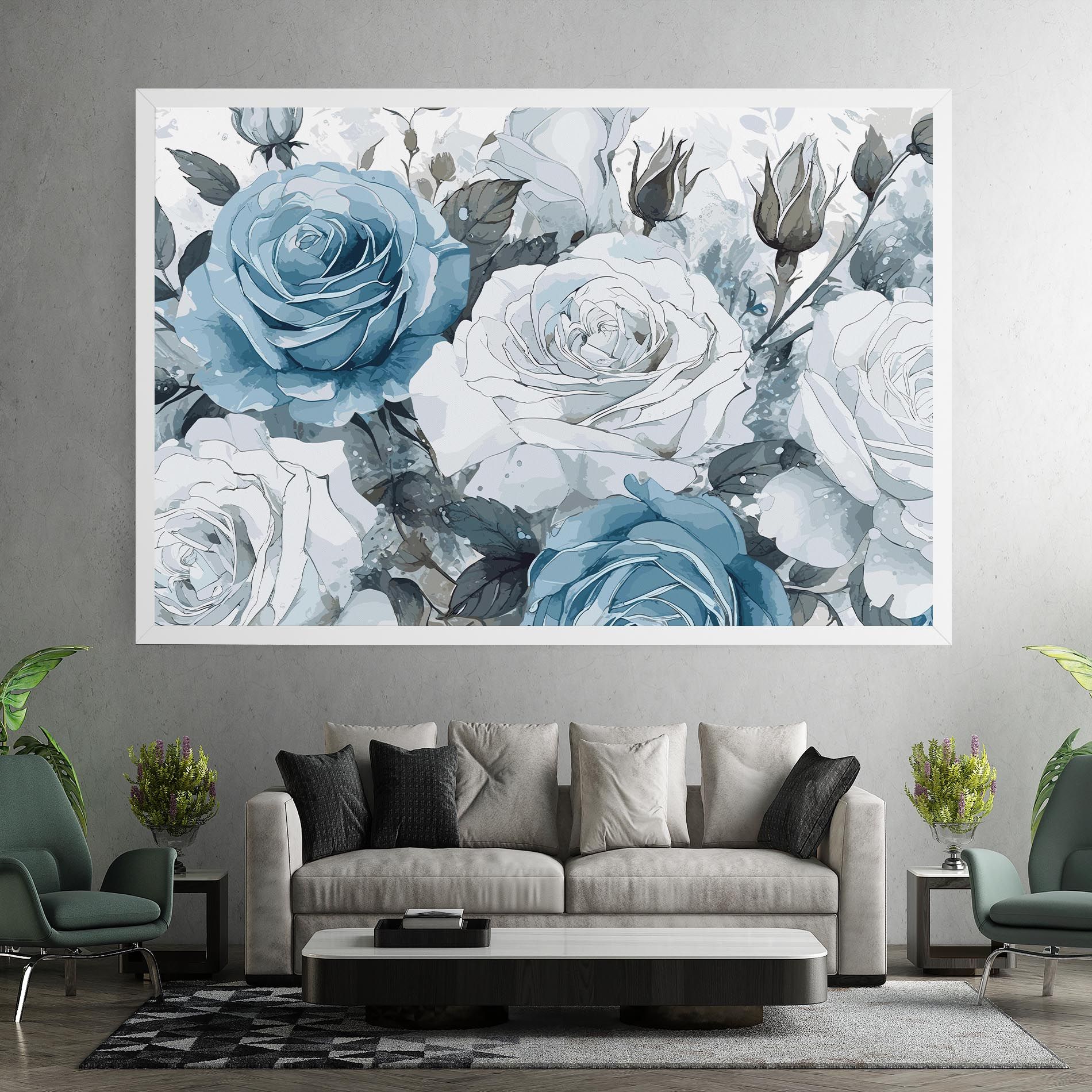 Blue White Rose mockup 7