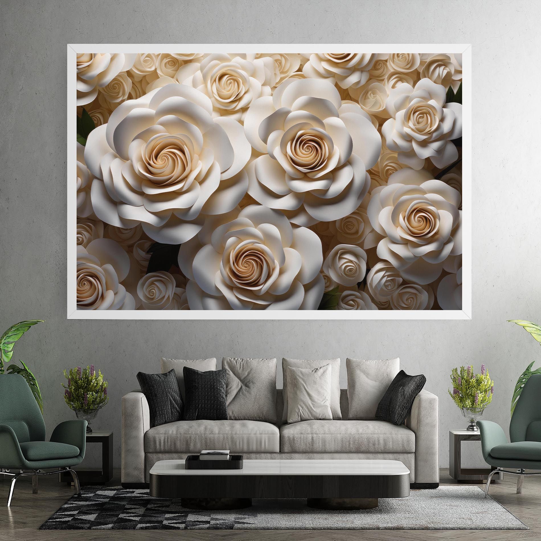 Cream Roses Wall mockup 7