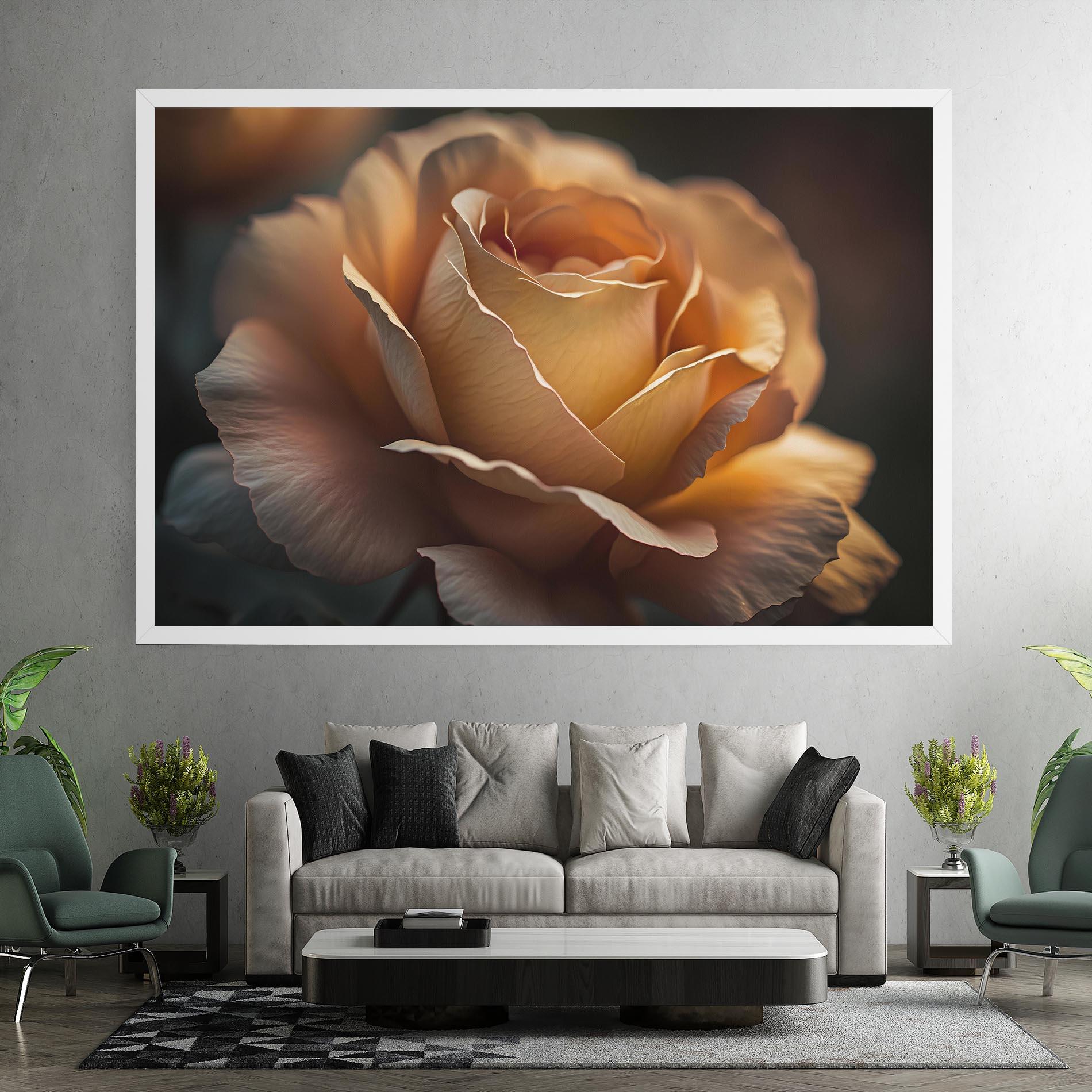 Tablou Canvas Light Orange Rose Close Up mockup 7