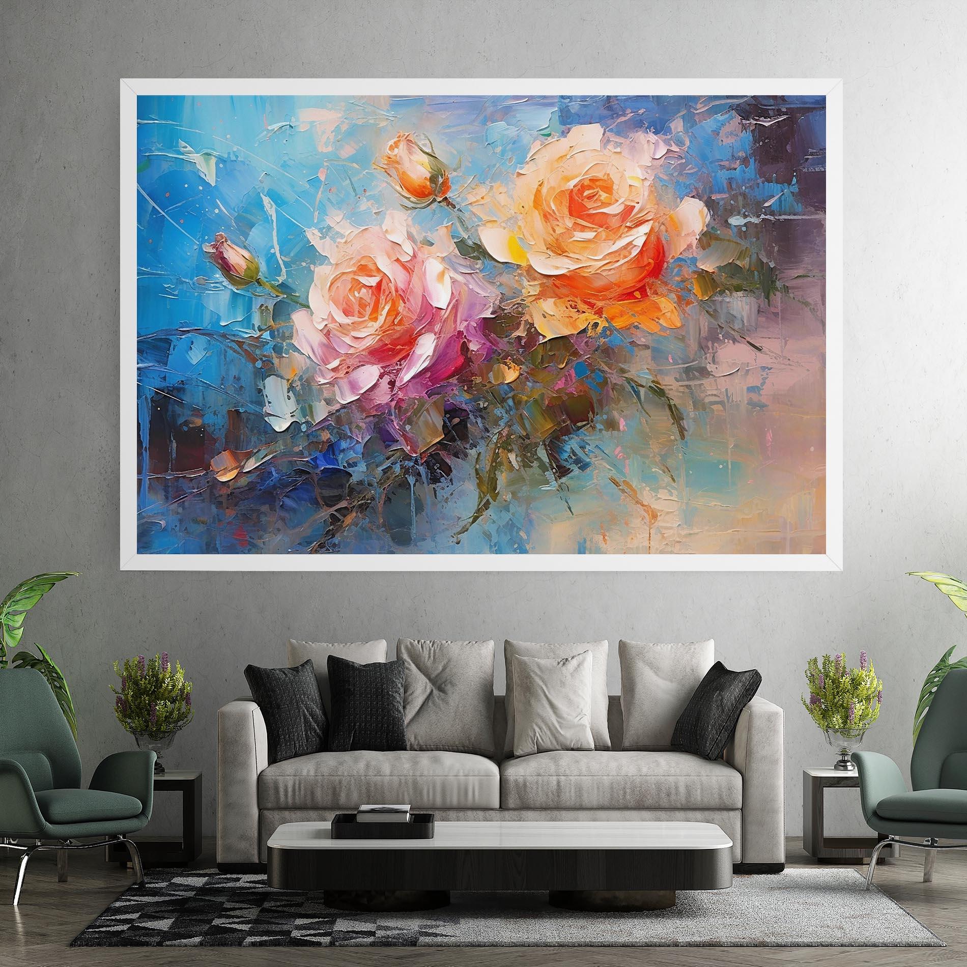 Tablou Canvas Light Orange Rose Painting mockup 7