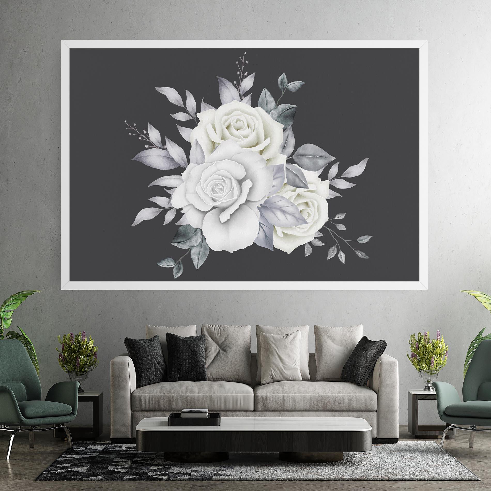 Tablou Canvas White Grey Rose mockup 7