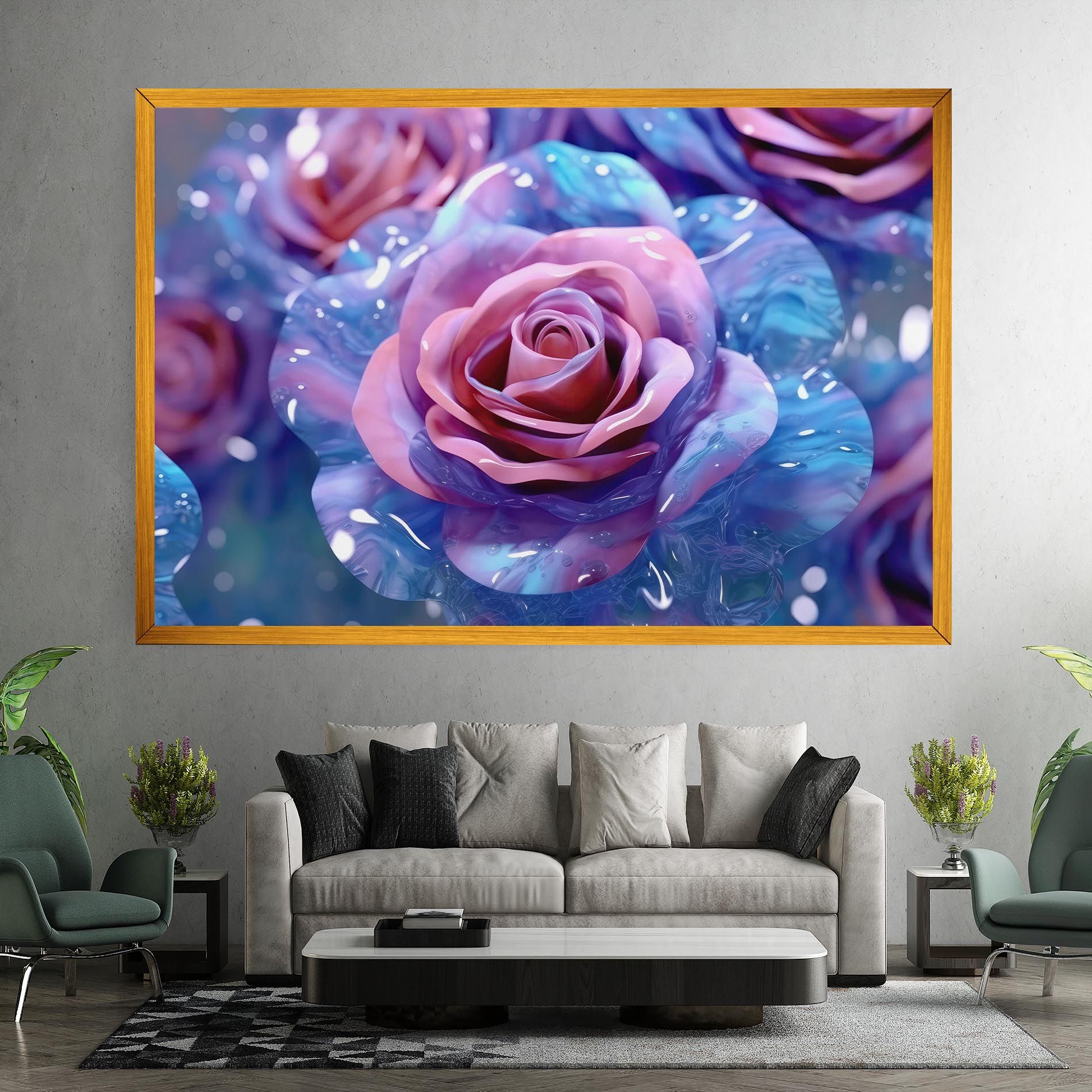 Beautiful Blue Pink Rose mockup 7