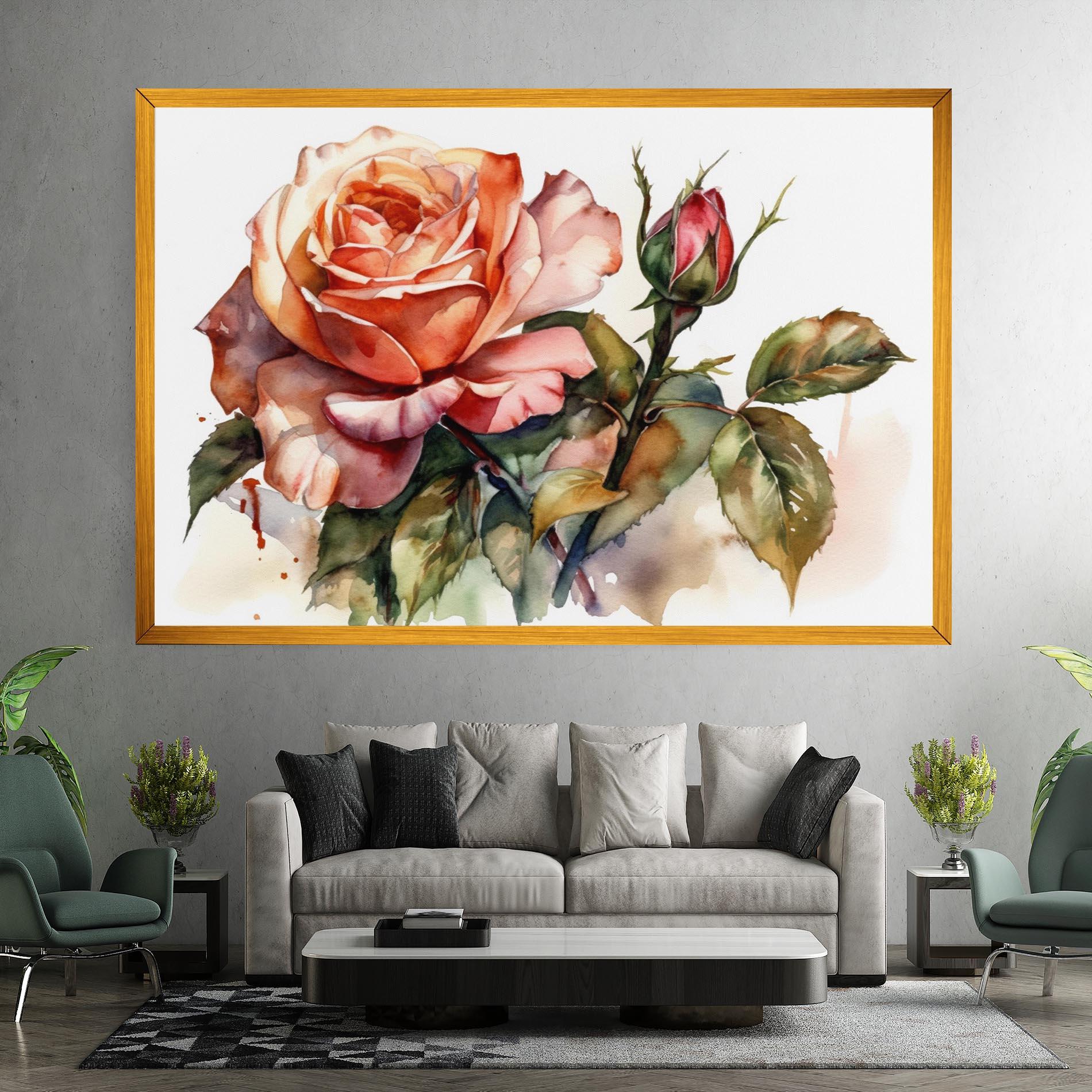 Tablou Canvas Big Rose Painted mockup 7