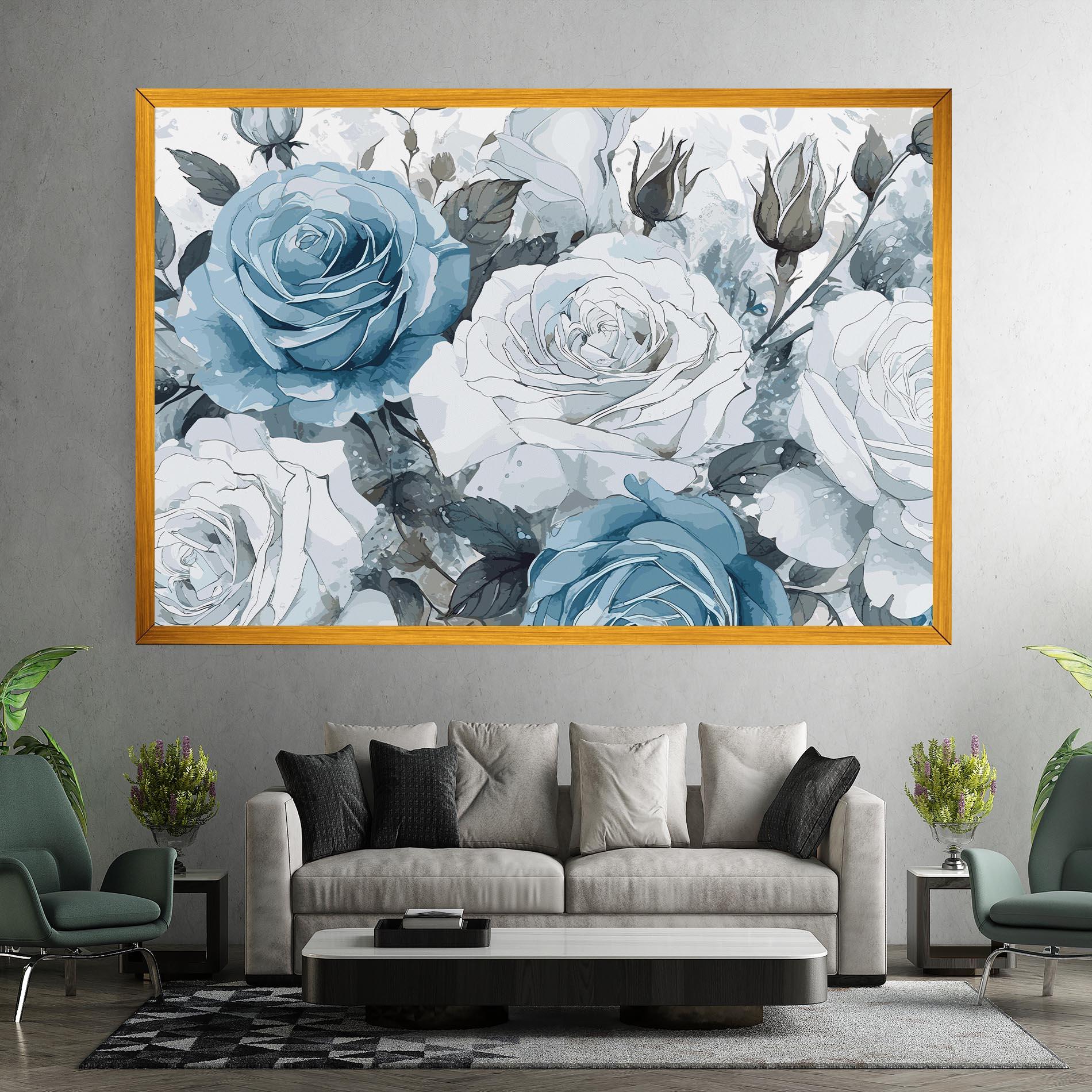 Tablou Canvas Blue White Rose mockup 7