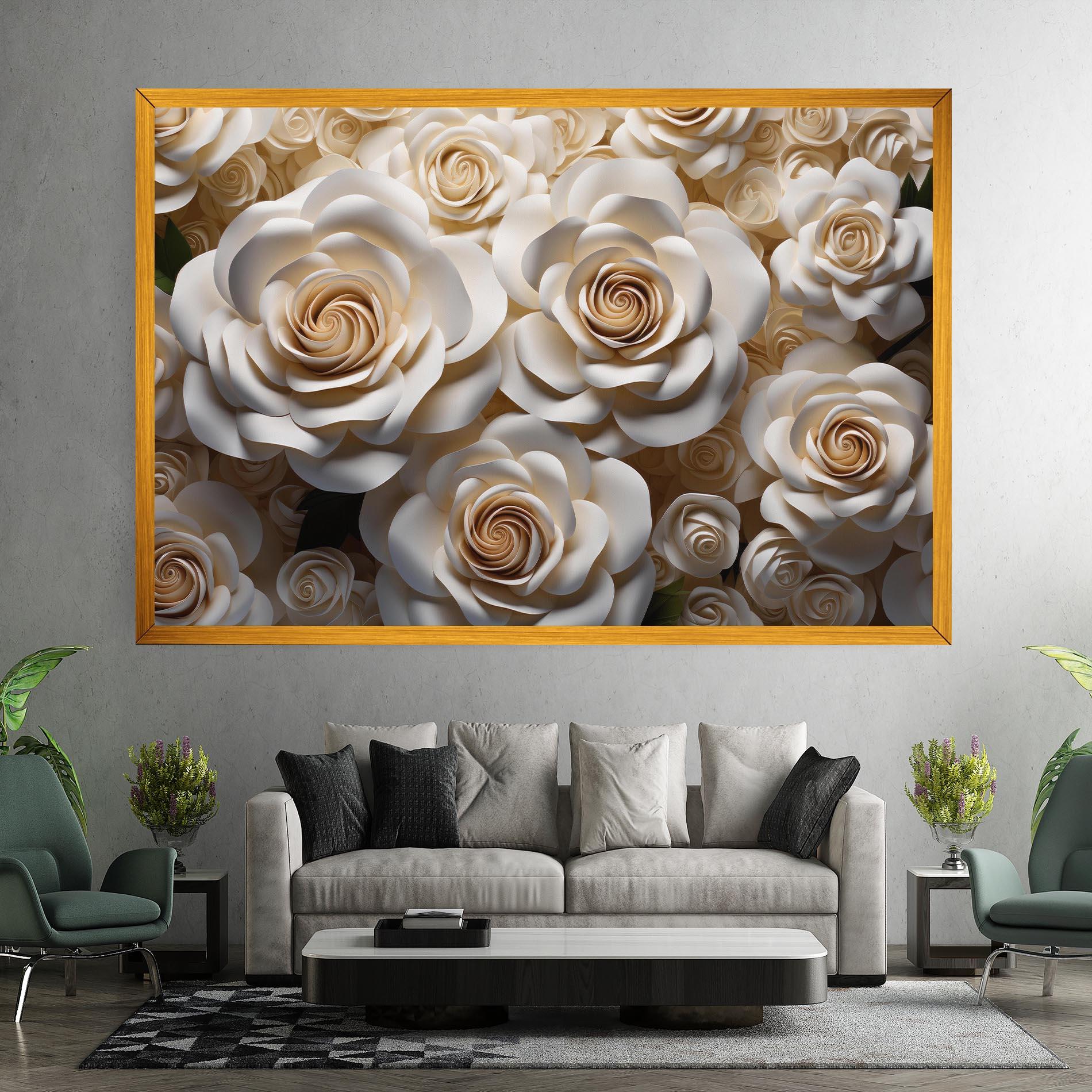 Tablou Canvas Cream Roses Wall mockup 7