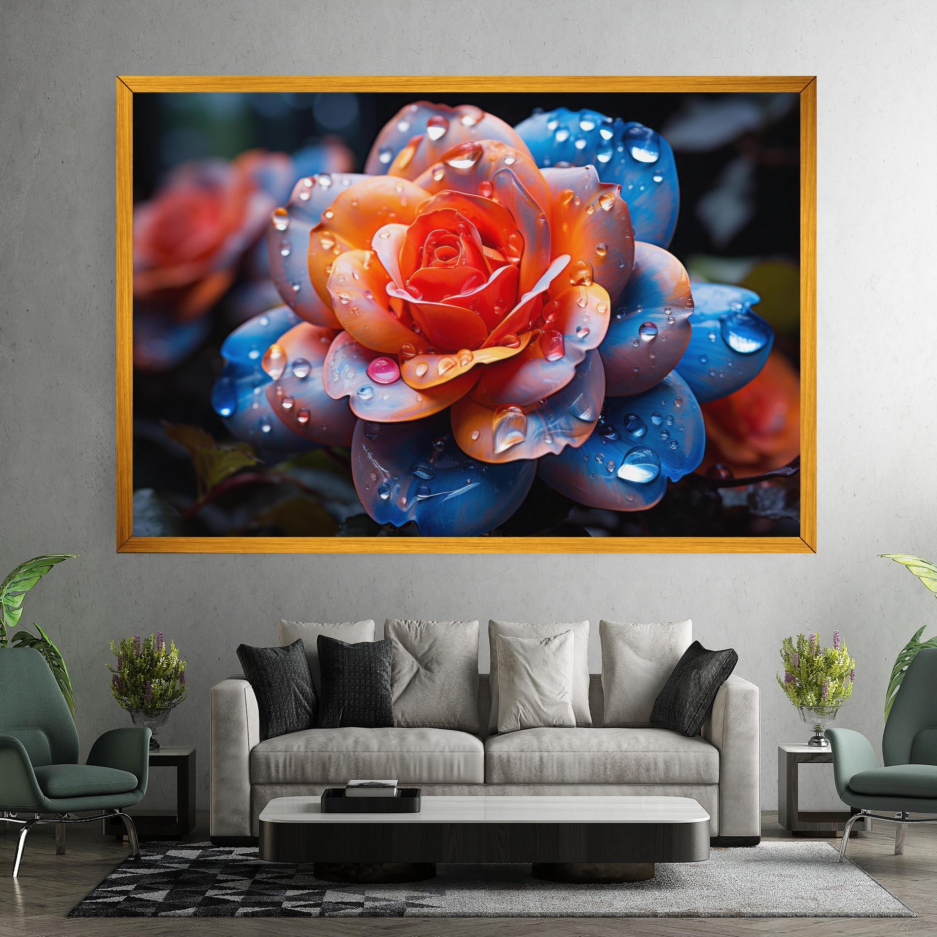 Tablou Canvas Orange Blue Rose mockup 7