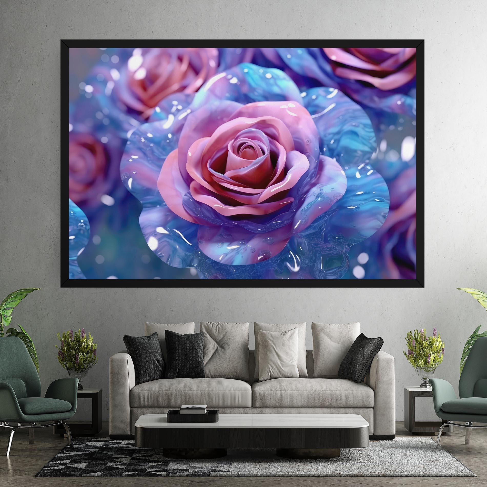 Tablou Canvas Beautiful Blue Pink Rose mockup 7