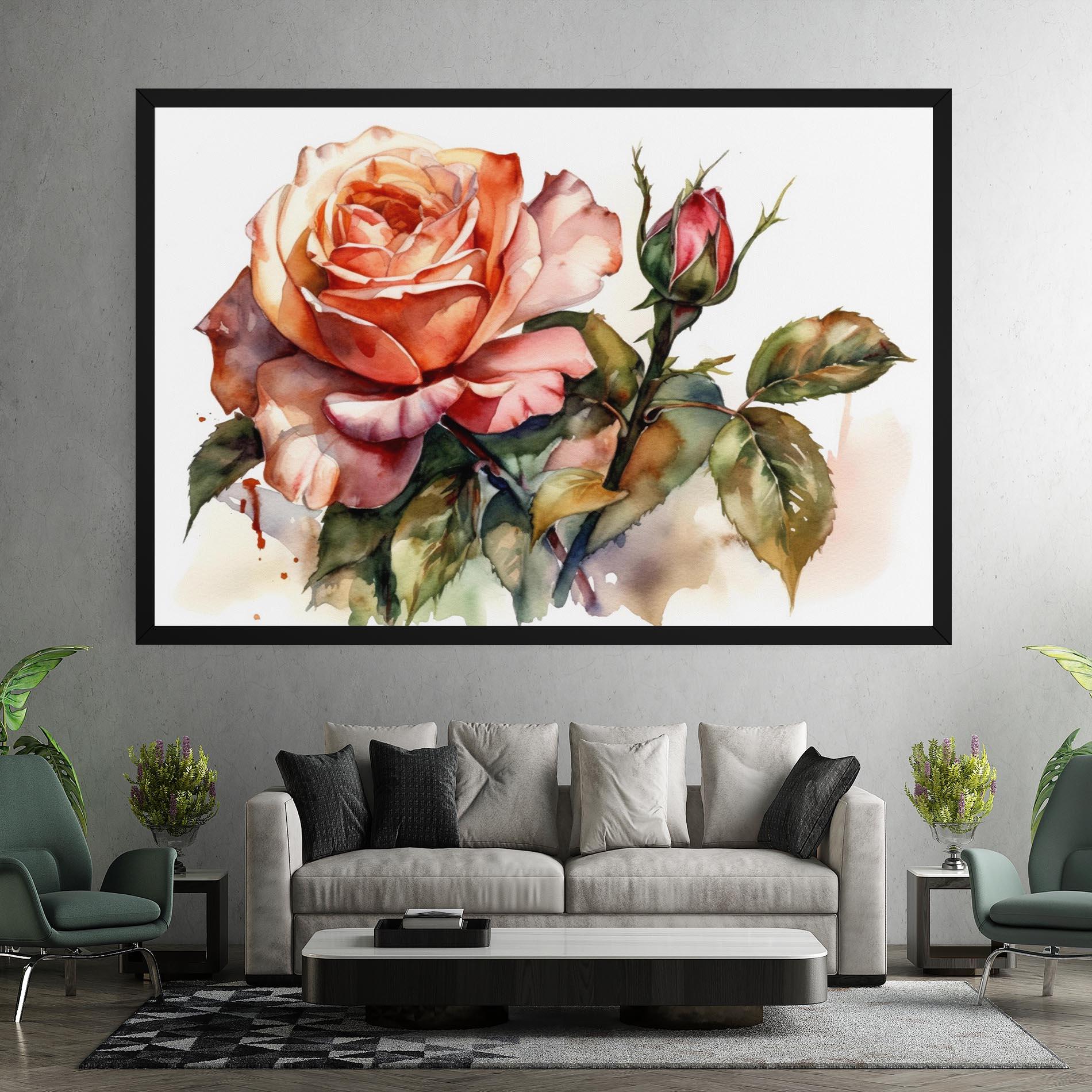 Tablou Canvas Big Rose Painted mockup 7