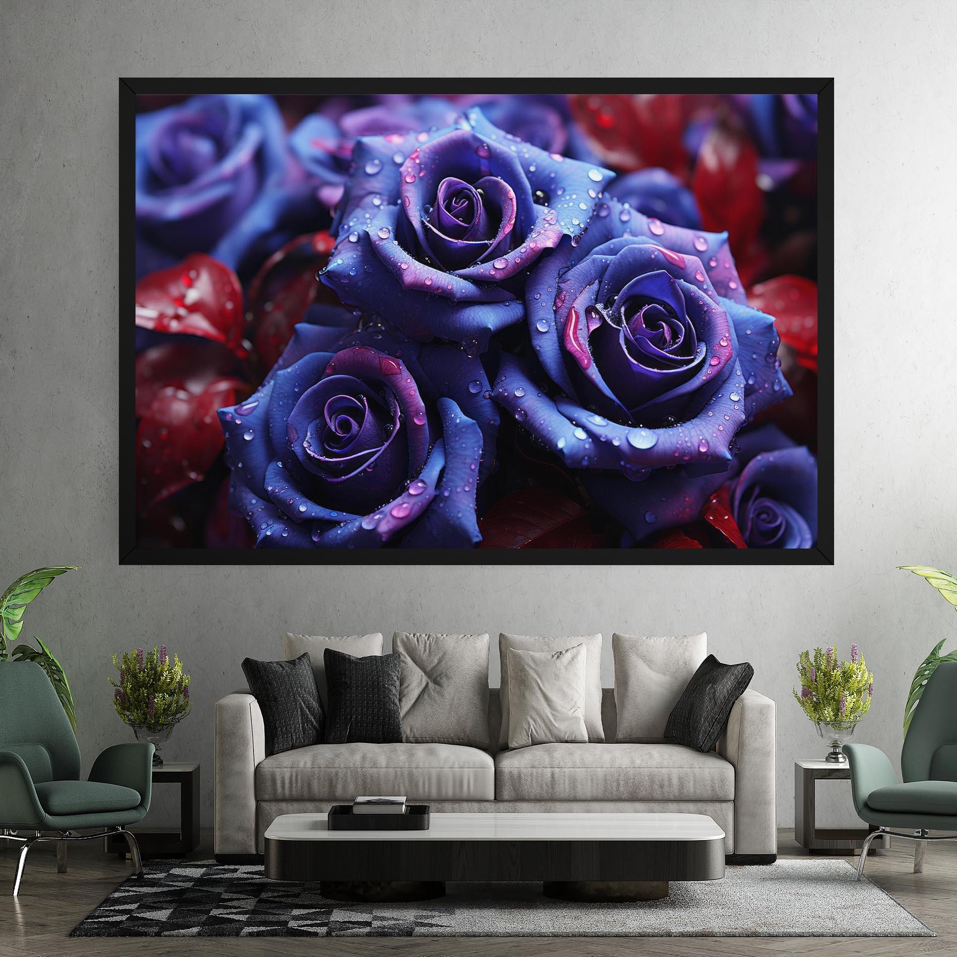 Tablou Canvas Blue Purple Rose mockup 7