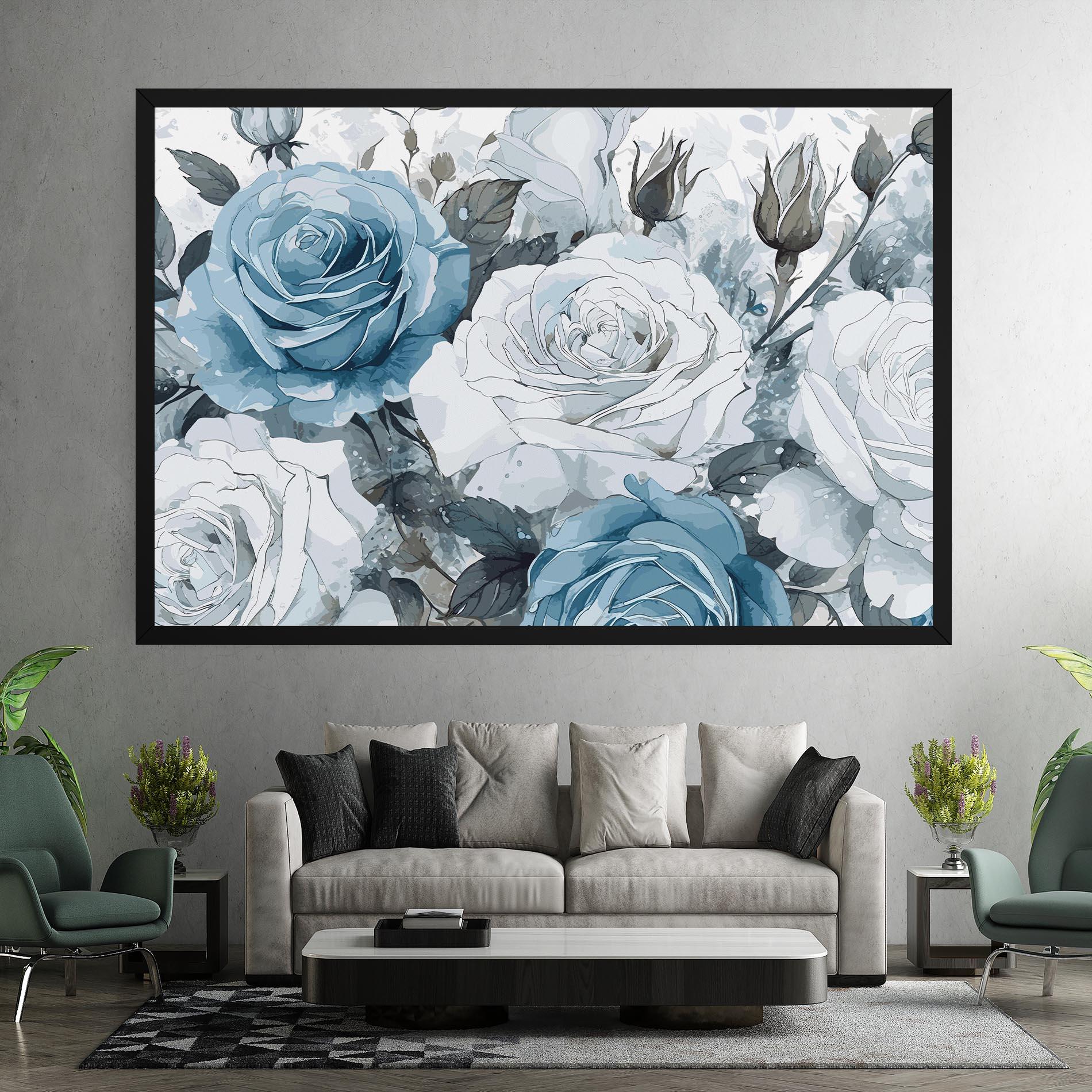 Tablou Canvas Blue White Rose mockup 7