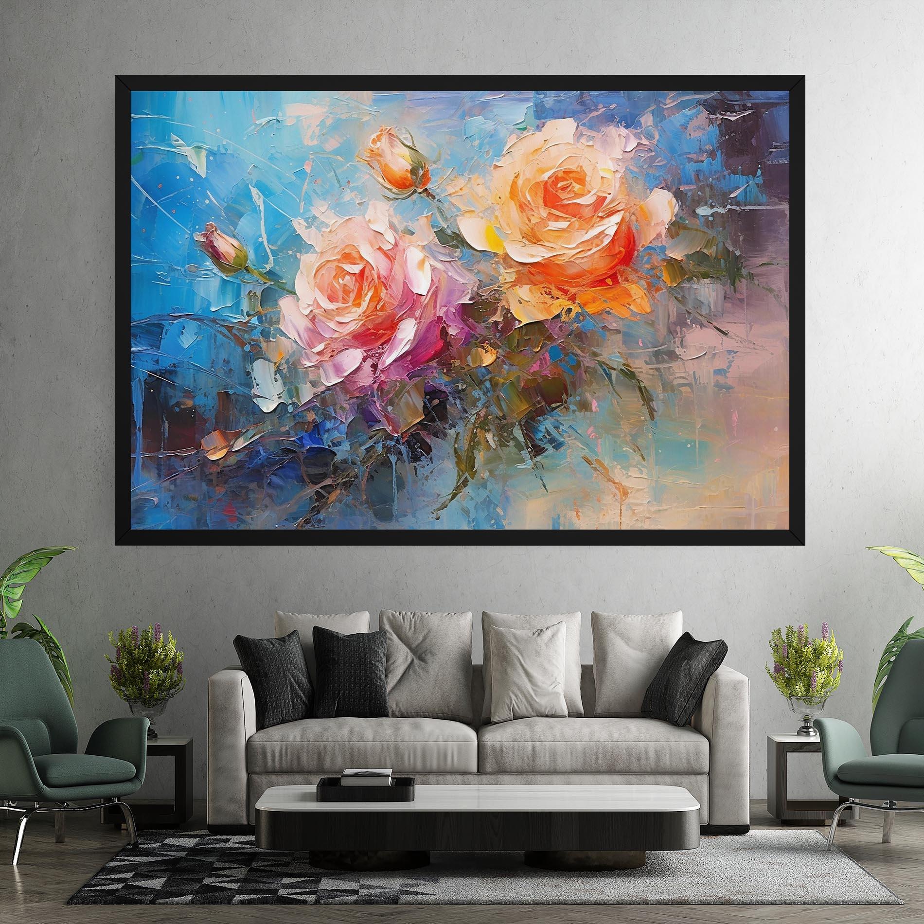 Tablou Canvas Light Orange Rose Painting mockup 7