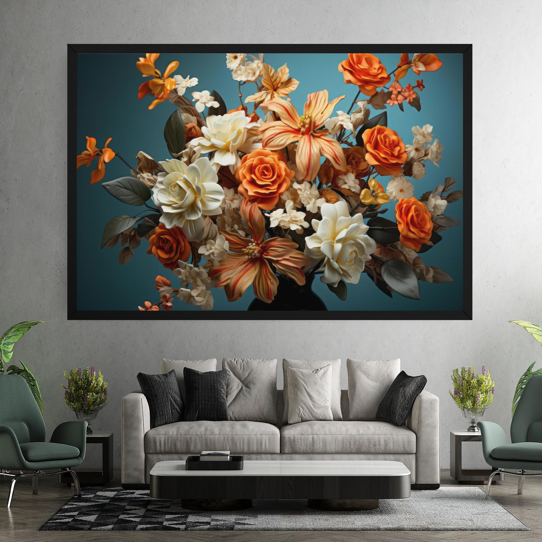 Tablou Canvas Orange Cream Rose mockup 7