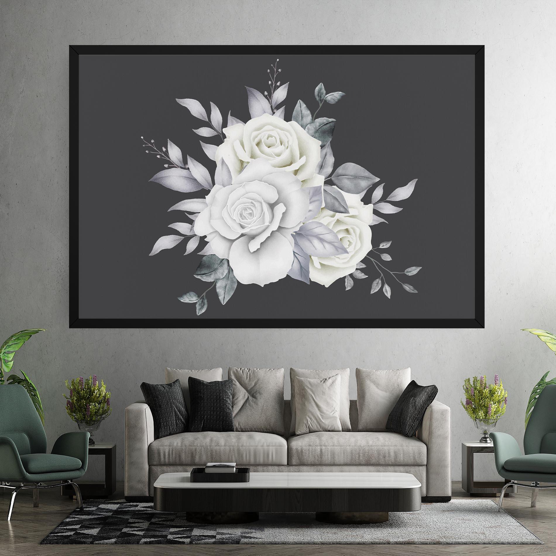 Tablou Canvas White Grey Rose mockup 7