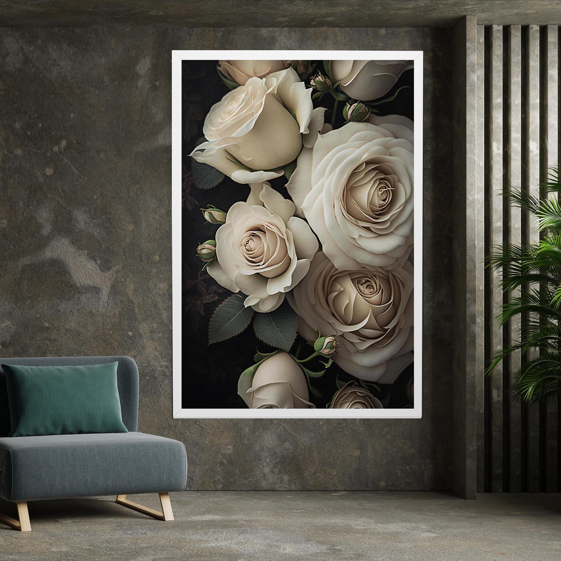 Tablou Canvas Cream Roses Close Up mockup 7