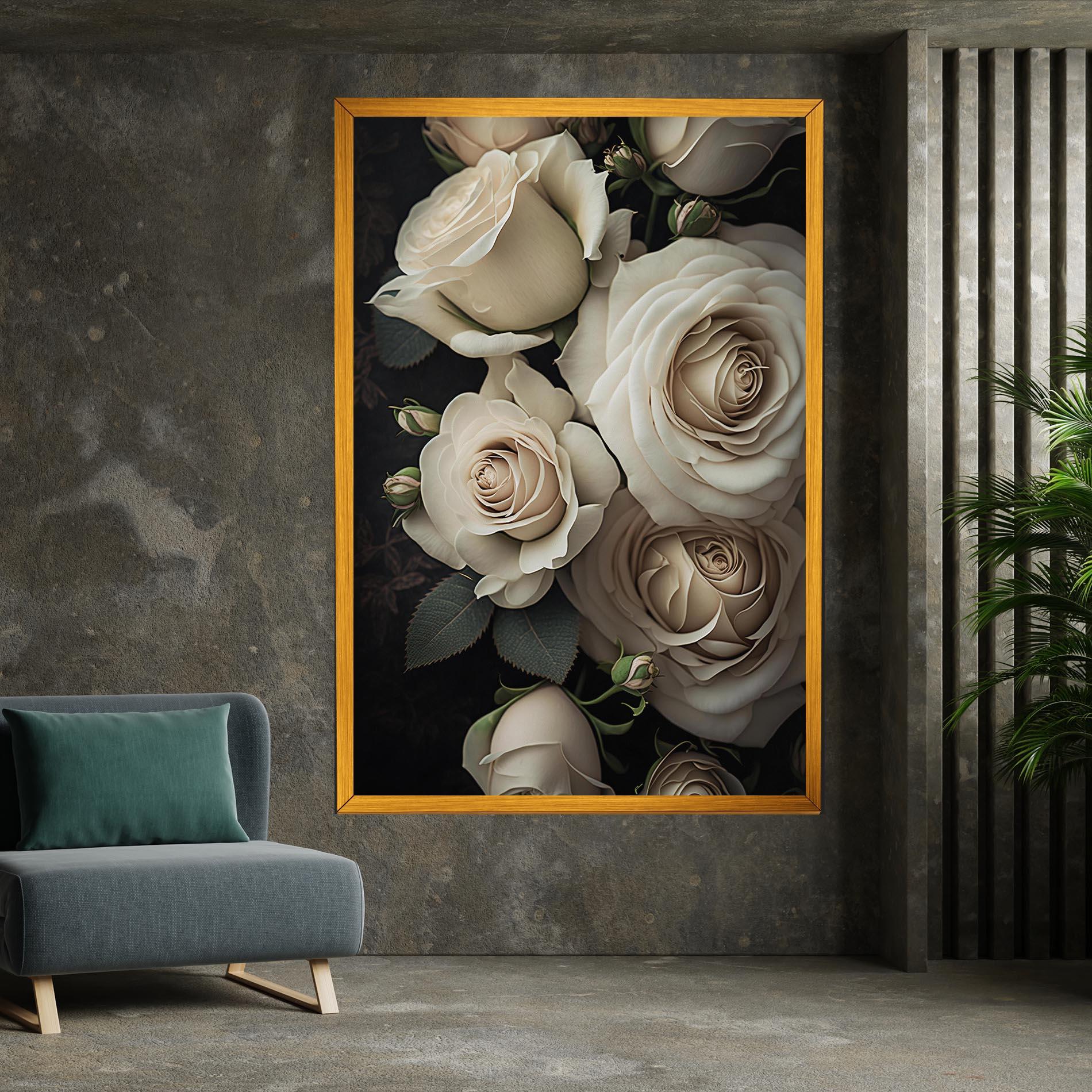 Tablou Canvas Cream Roses Close Up mockup 7