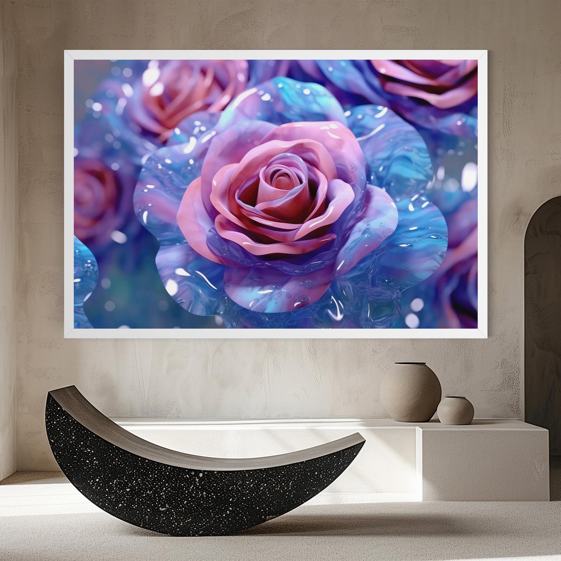 Tablou Canvas Beautiful Blue Pink Rose mockup 8