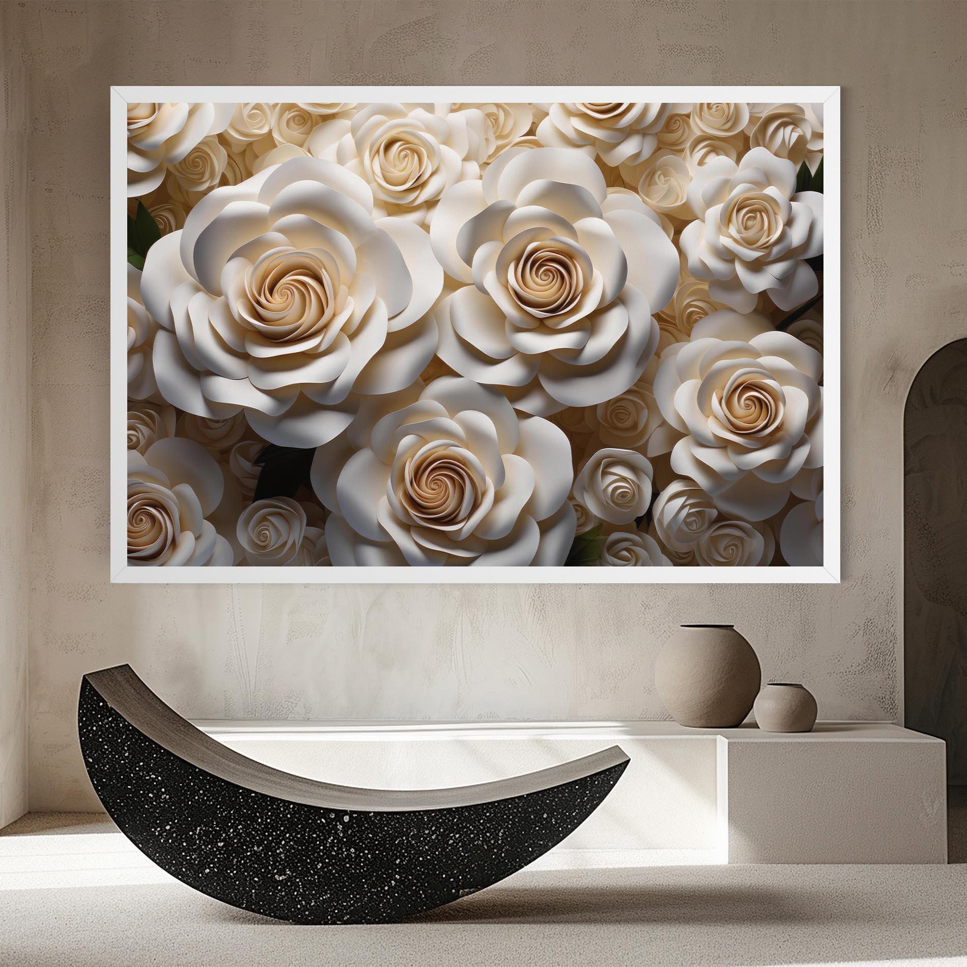 Tablou Canvas Cream Roses Wall mockup 8