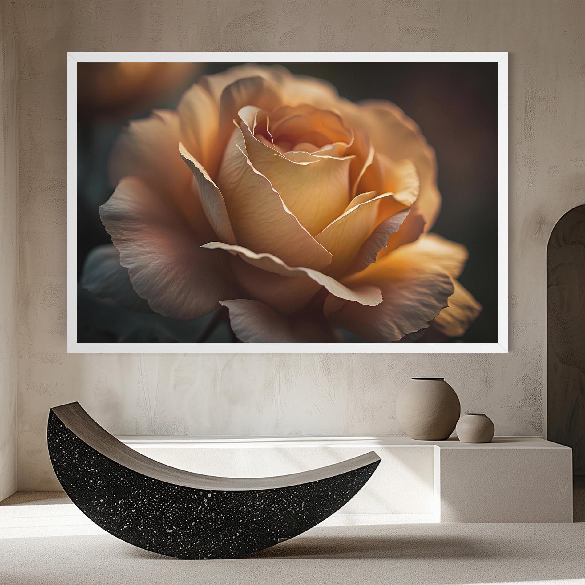 Tablou Canvas Light Orange Rose Close Up mockup 8