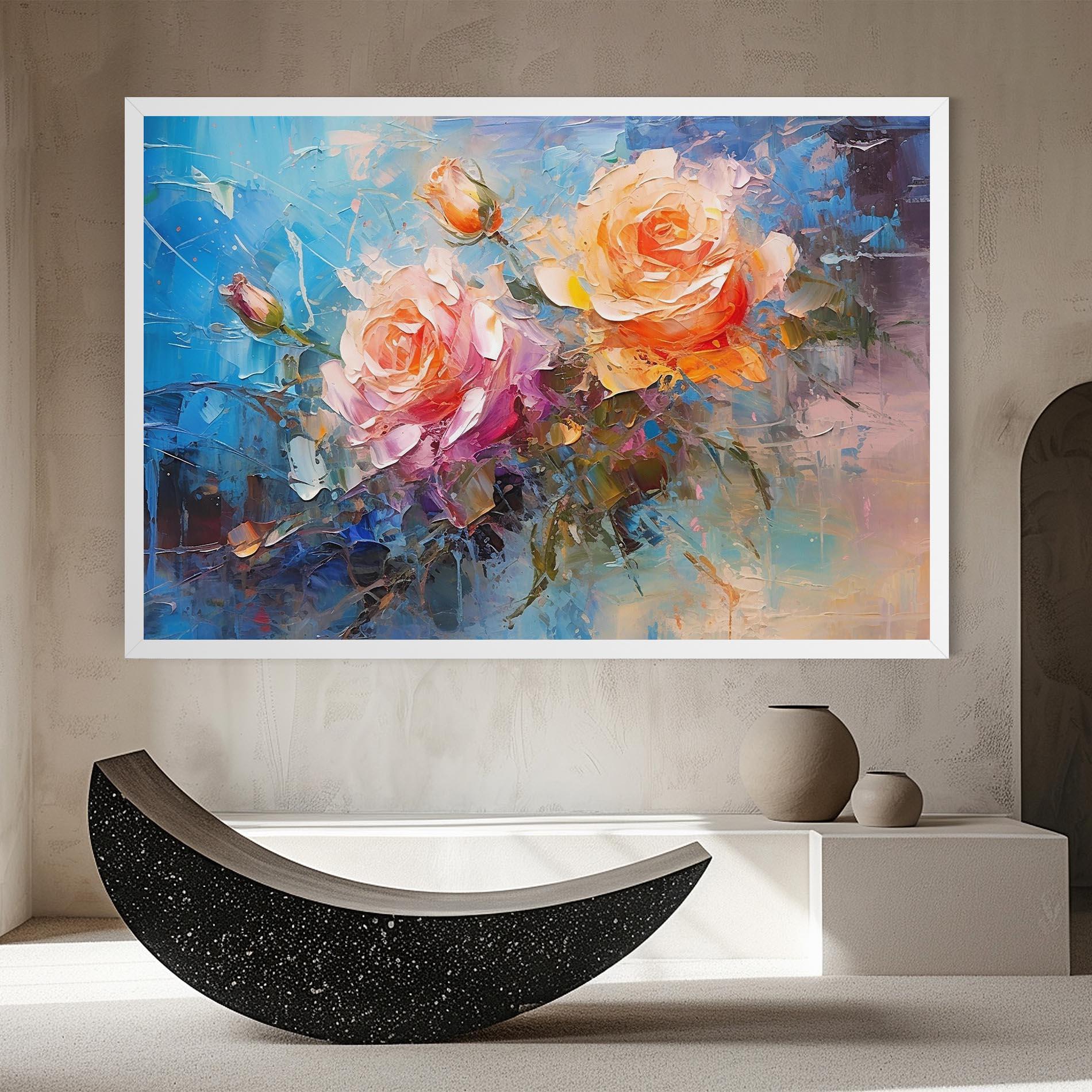 Tablou Canvas Light Orange Rose Painting mockup 8