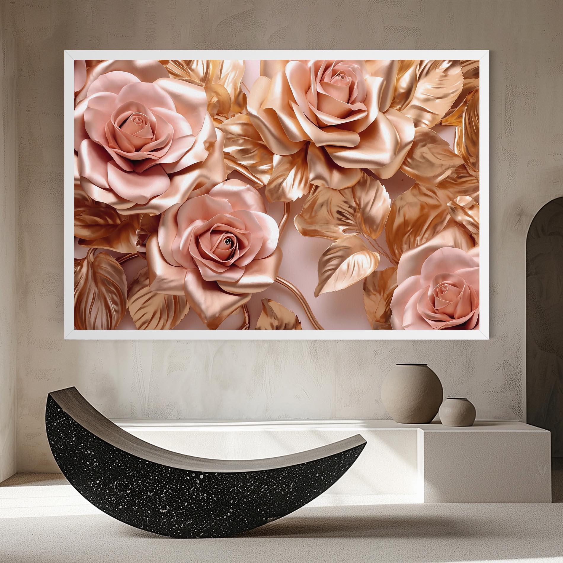 Tablou Canvas Pink Golden Roses mockup 8