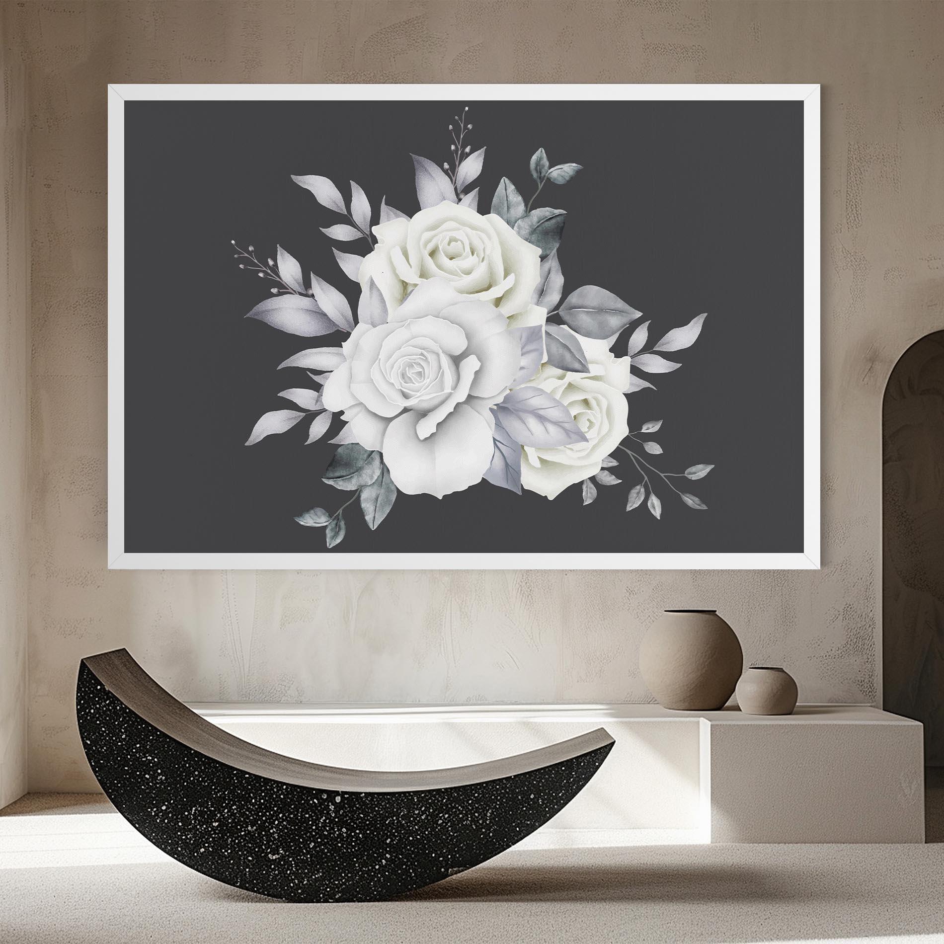 Tablou Canvas White Grey Rose mockup 8