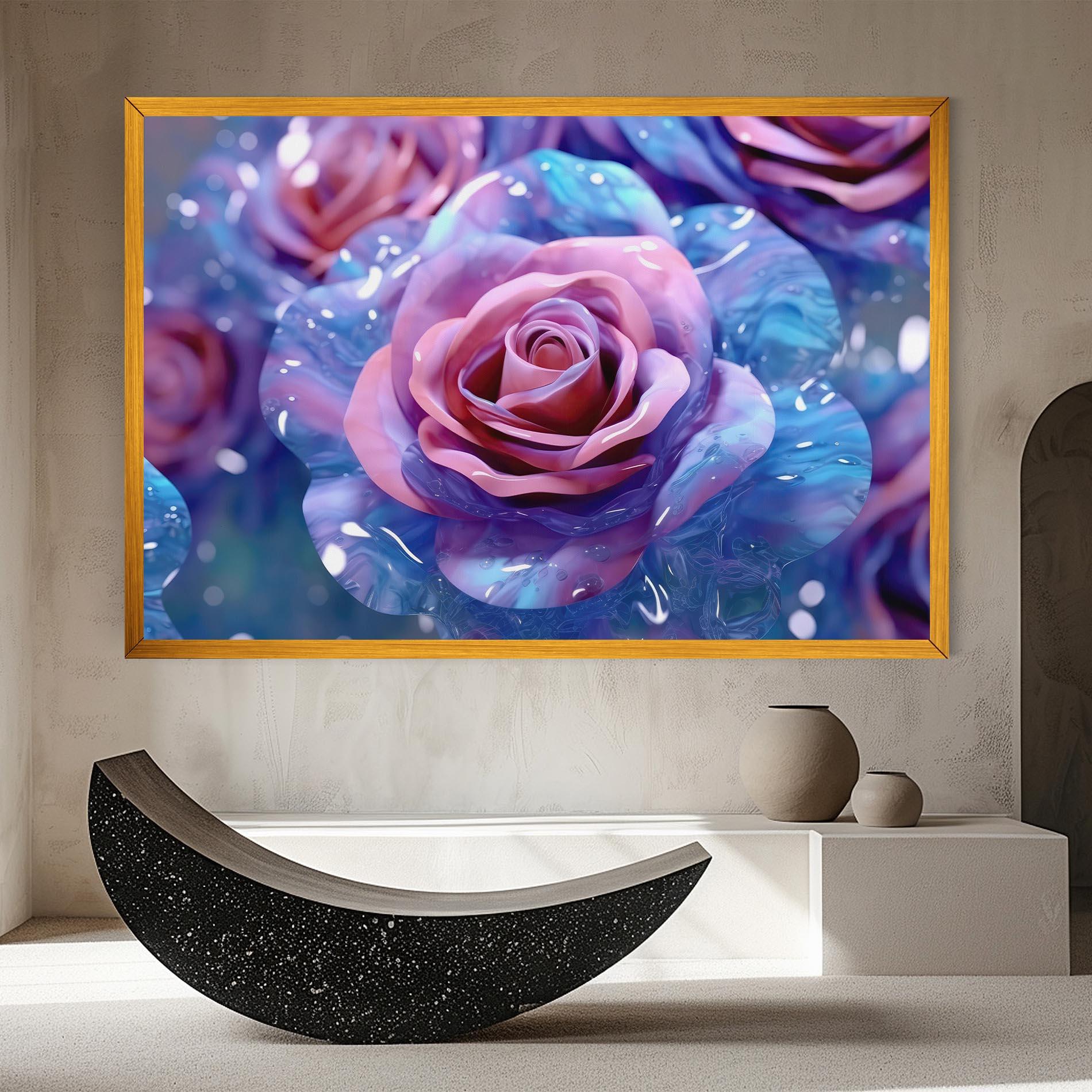 Tablou Canvas Beautiful Blue Pink Rose mockup 8