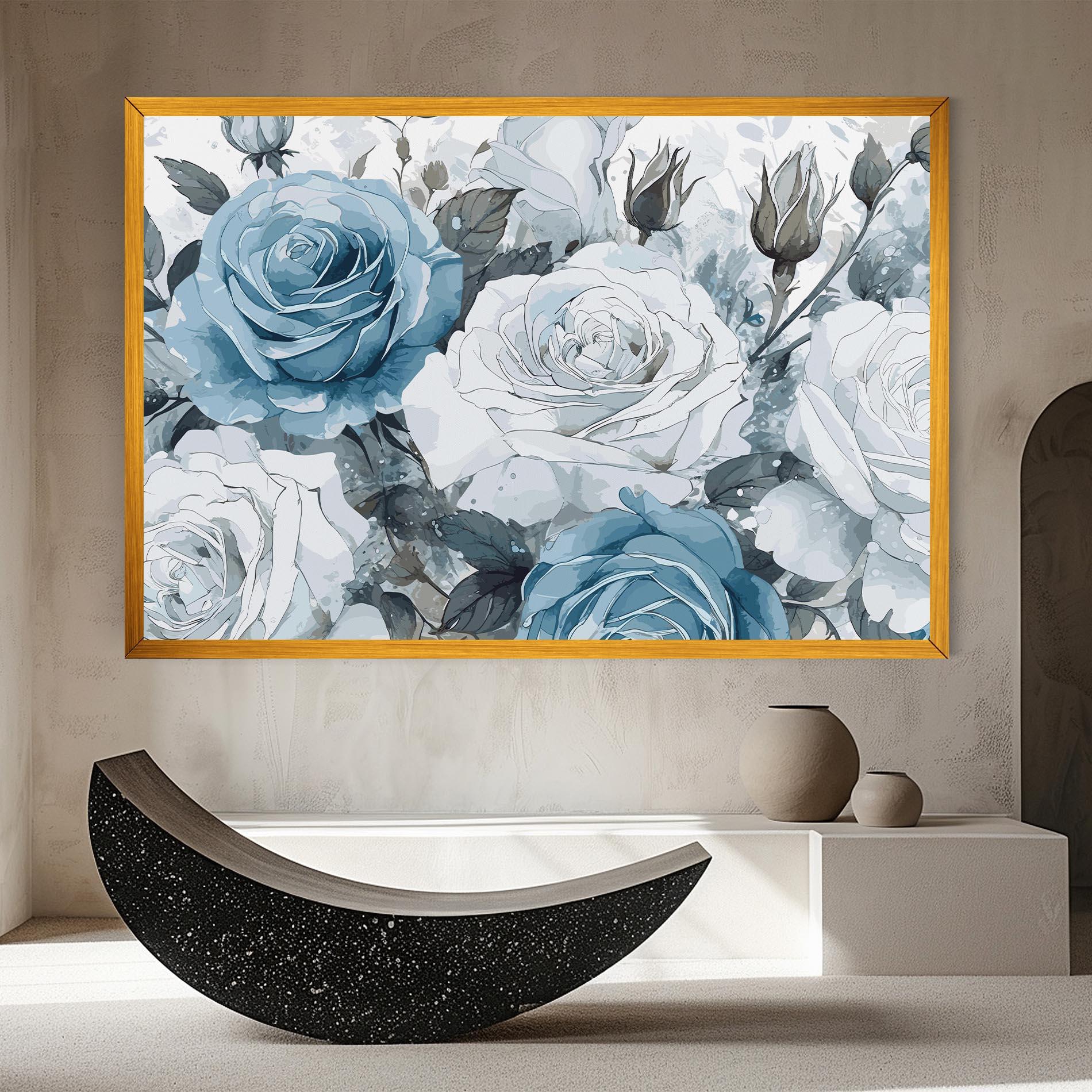 Tablou Canvas Blue White Rose mockup 8