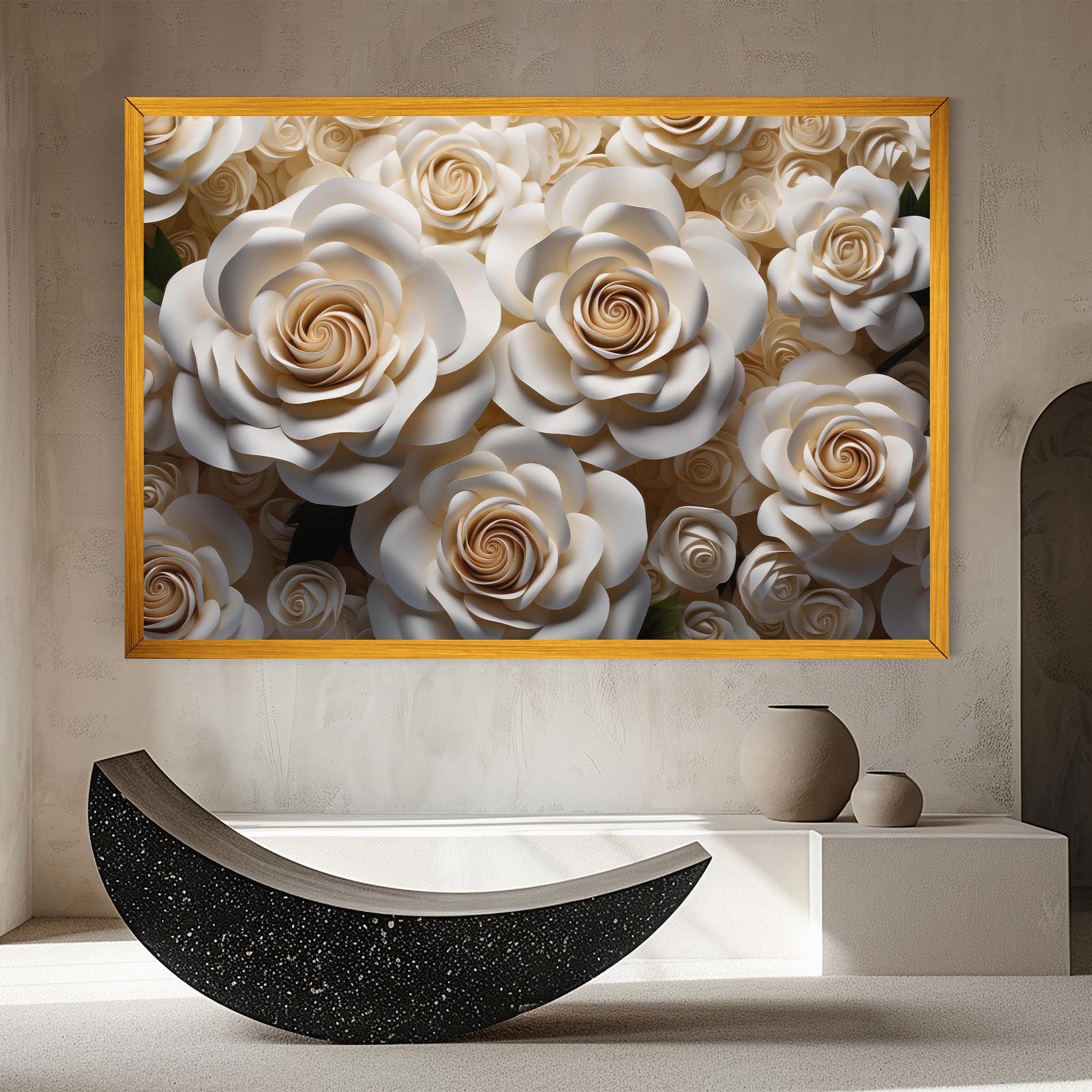 Cream Roses Wall mockup 8