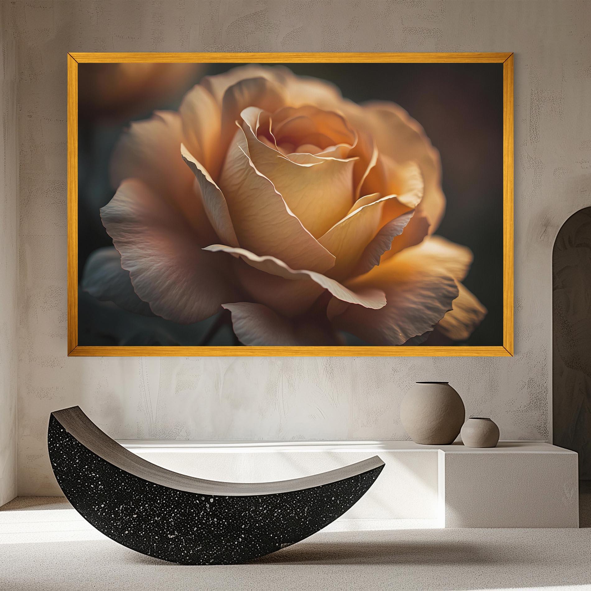 Tablou Canvas Light Orange Rose Close Up mockup 8