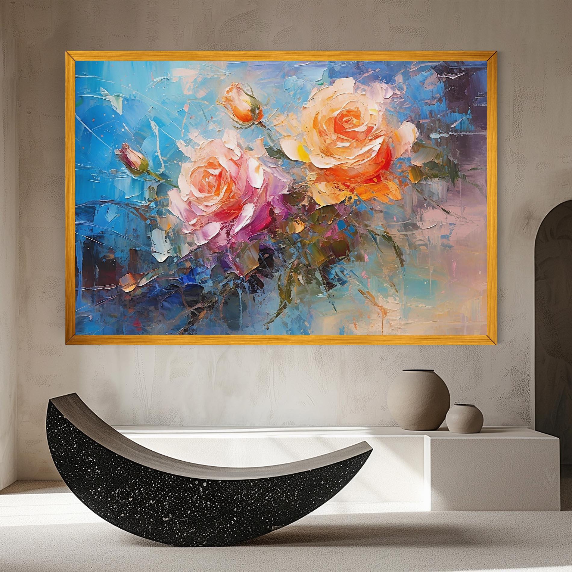 Tablou Canvas Light Orange Rose Painting mockup 8
