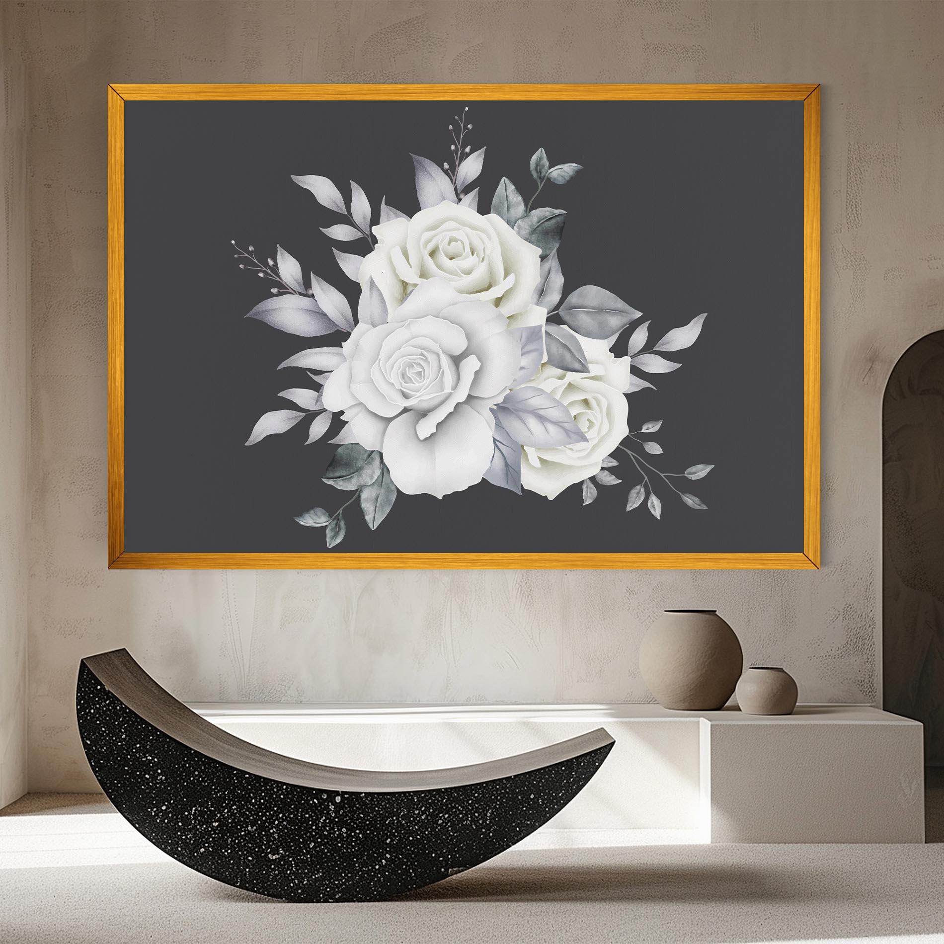 Tablou Canvas White Grey Rose mockup 8