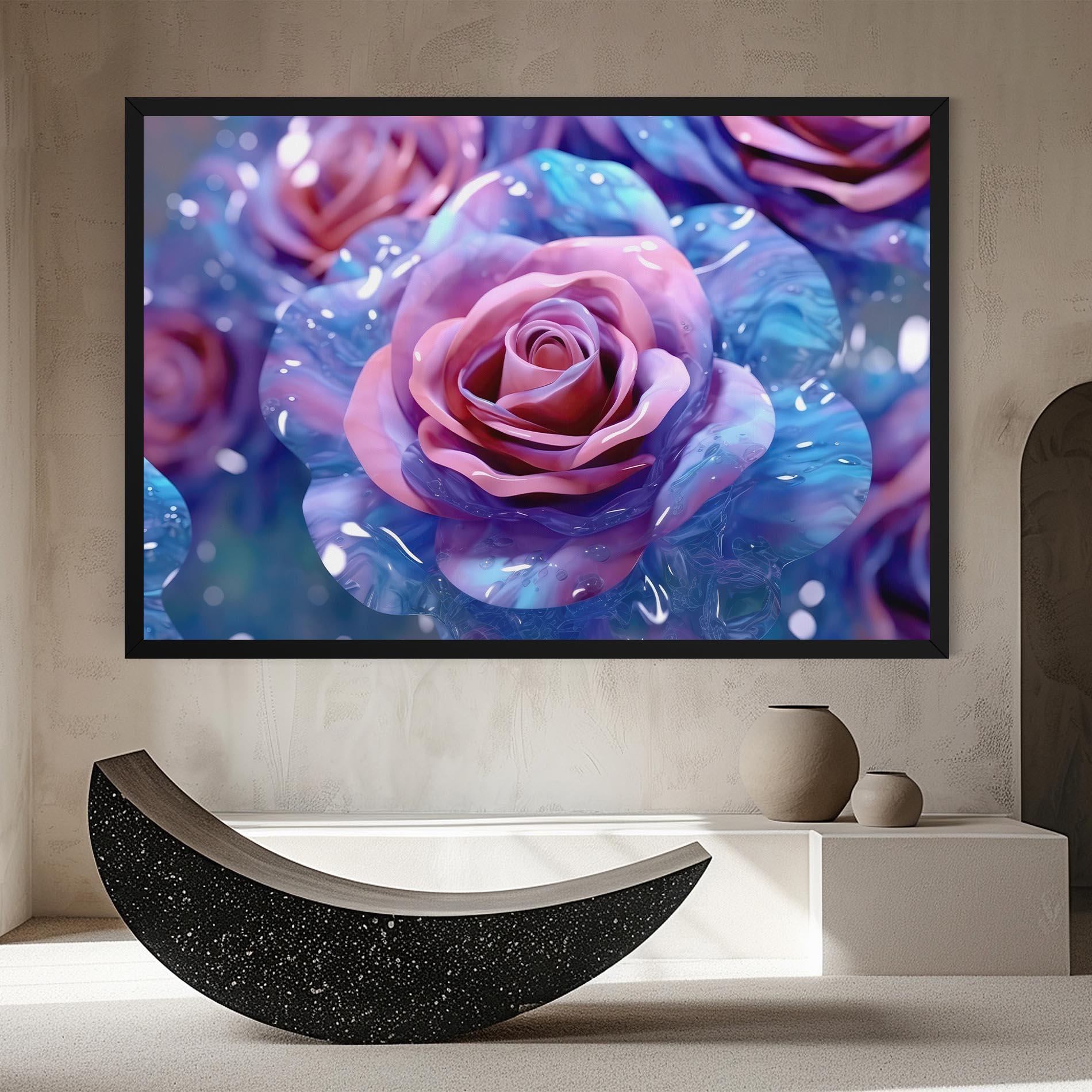 Tablou Canvas Beautiful Blue Pink Rose mockup 8