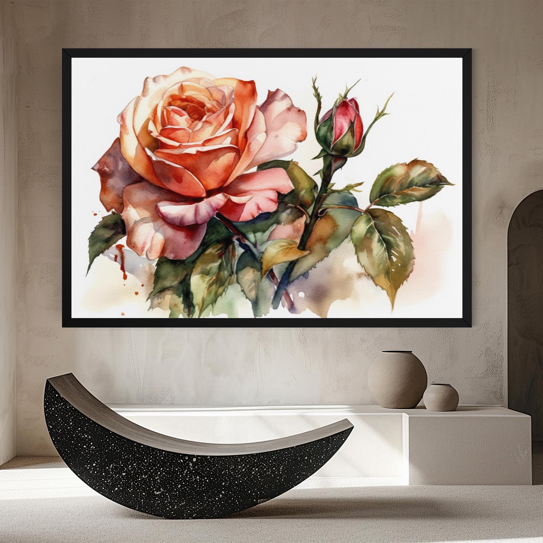 Tablou Canvas Big Rose Painted mockup 8