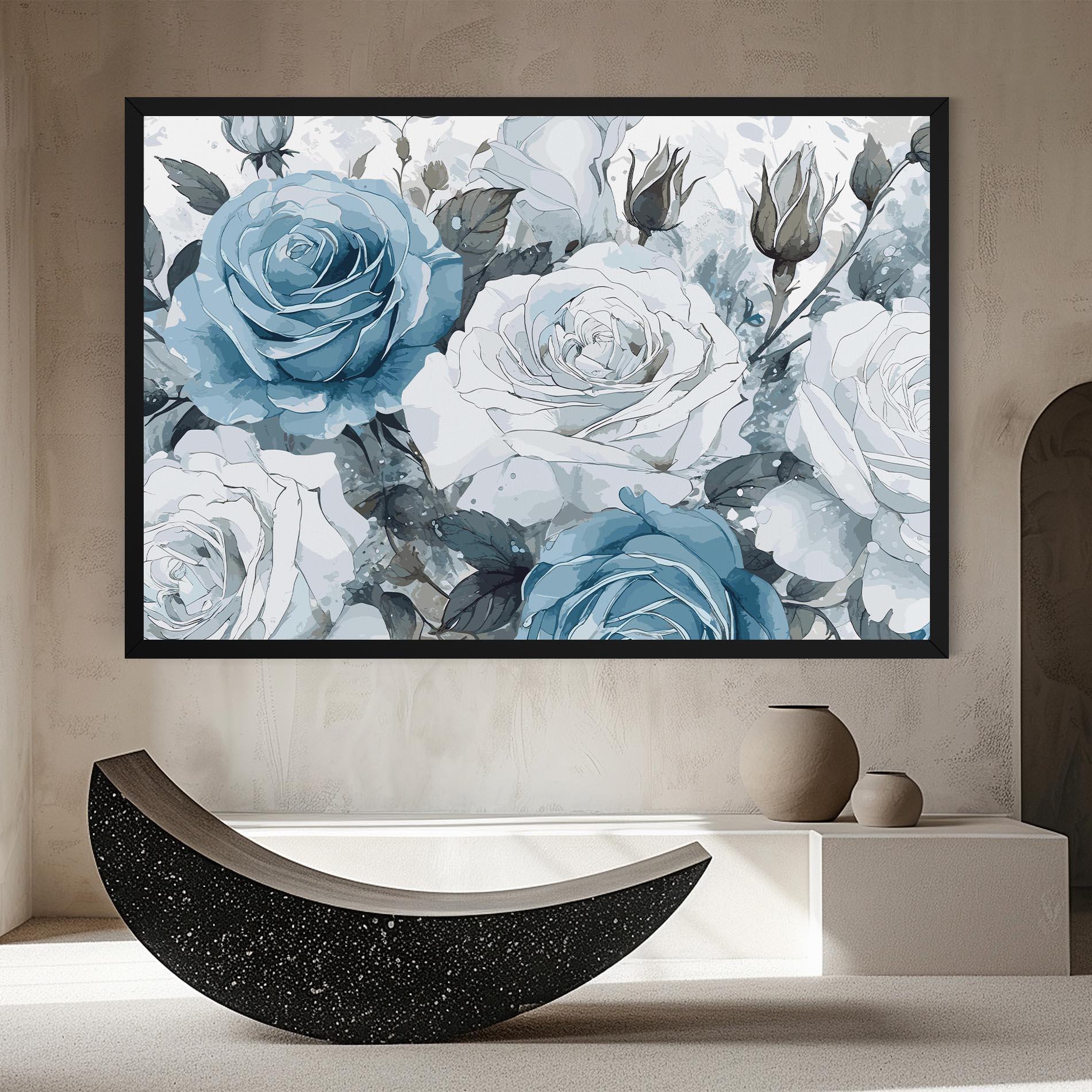Tablou Canvas Blue White Rose mockup 8