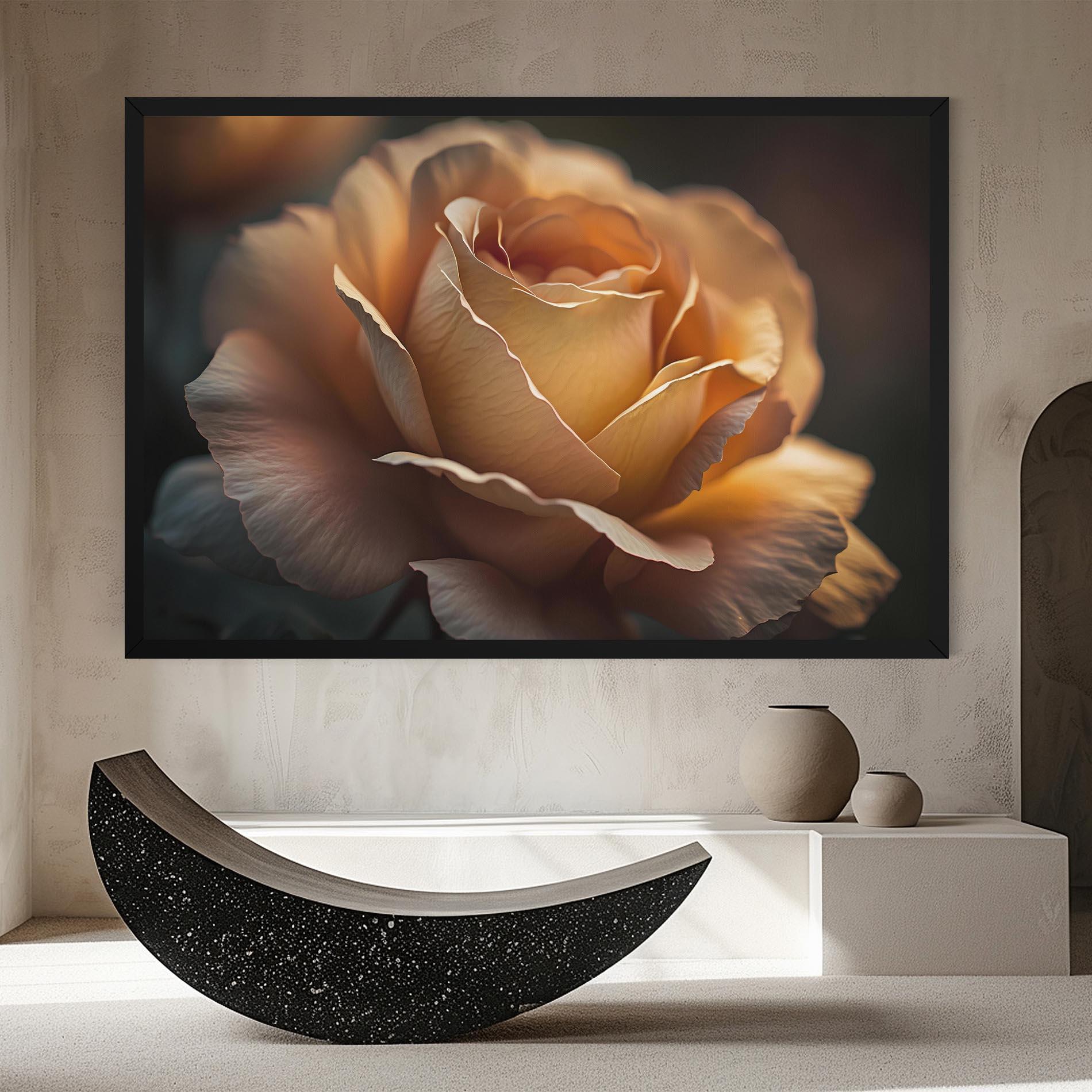 Tablou Canvas Light Orange Rose Close Up mockup 8