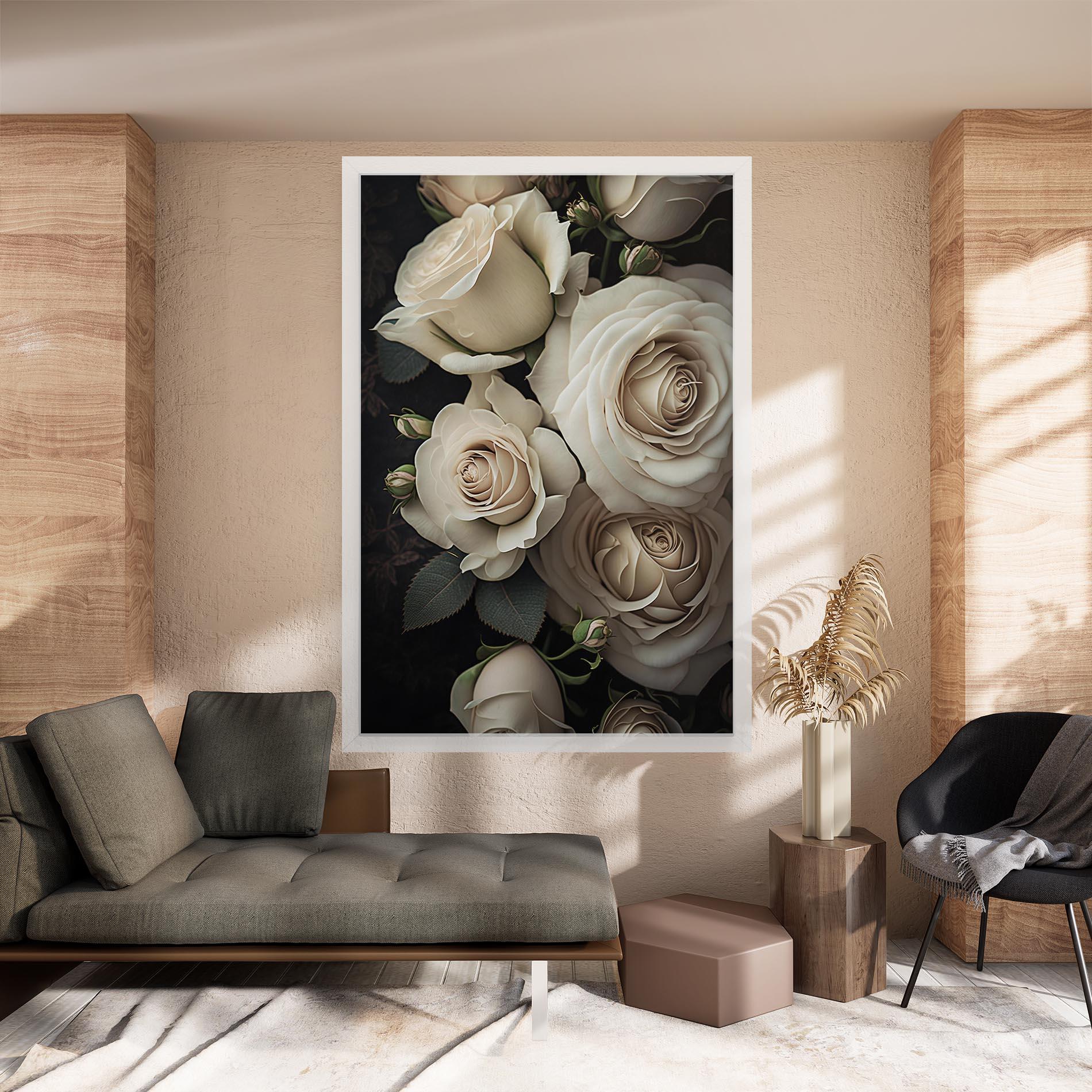 Tablou Canvas Cream Roses Close Up mockup 8