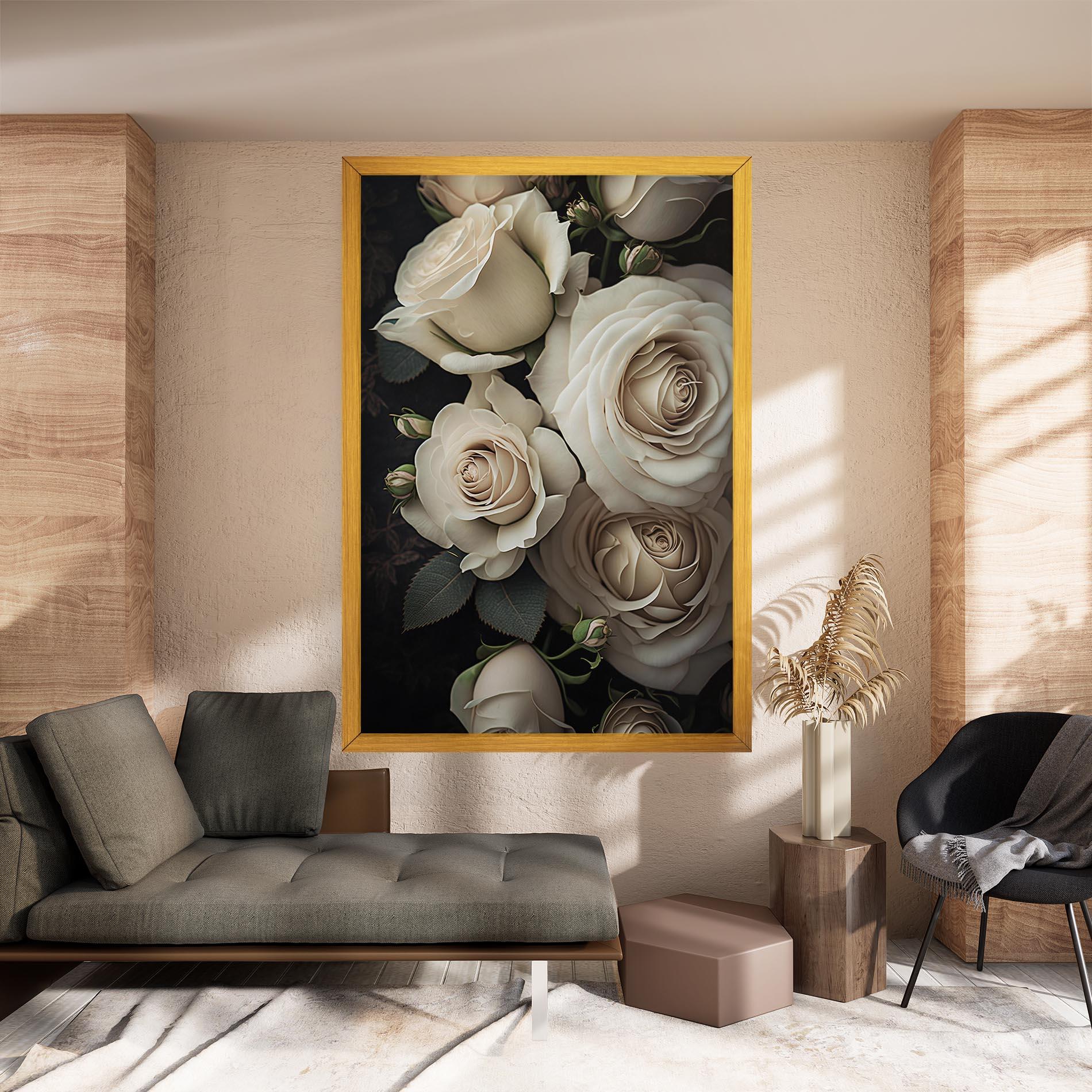 Tablou Canvas Cream Roses Close Up mockup 8