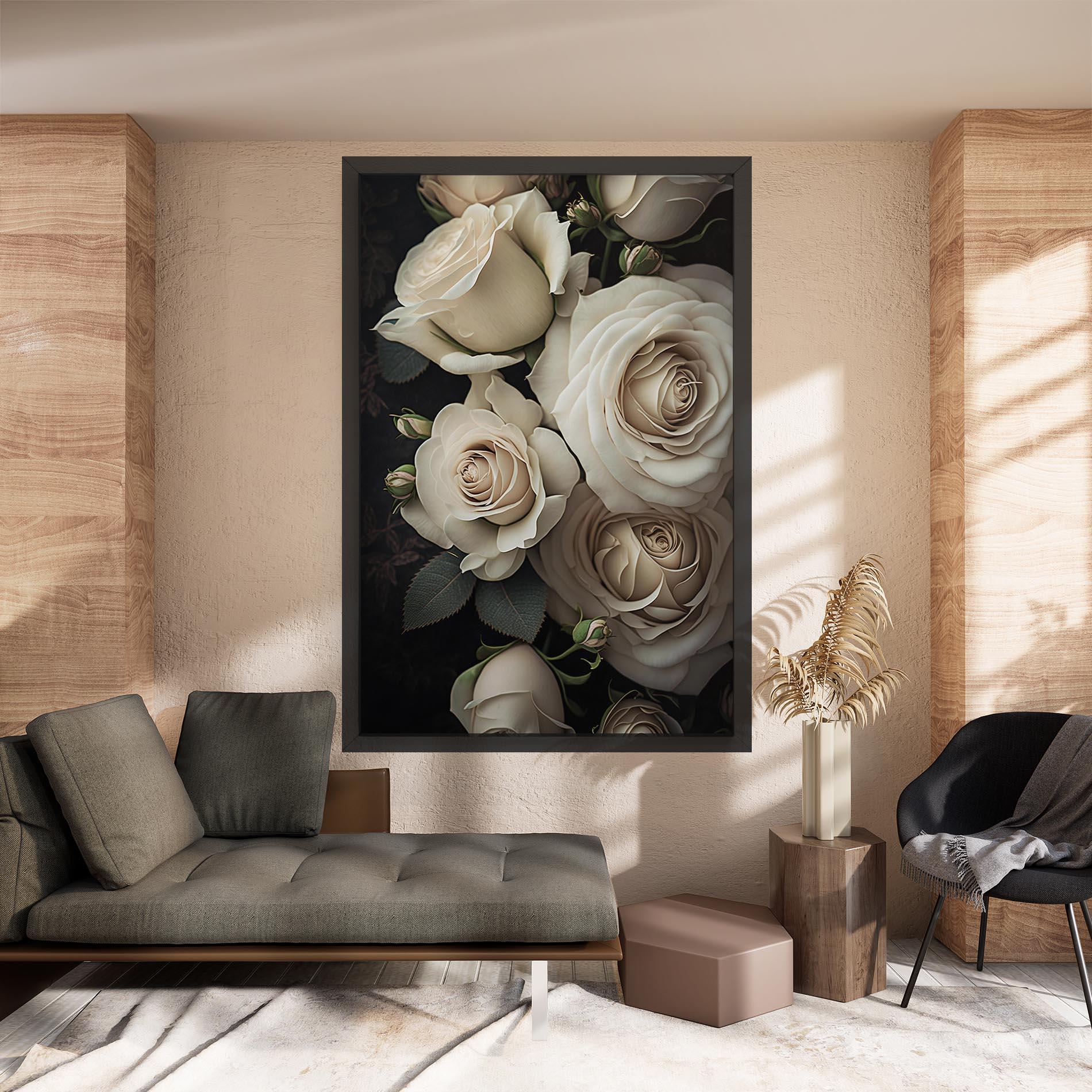 Tablou Canvas Cream Roses Close Up mockup 8