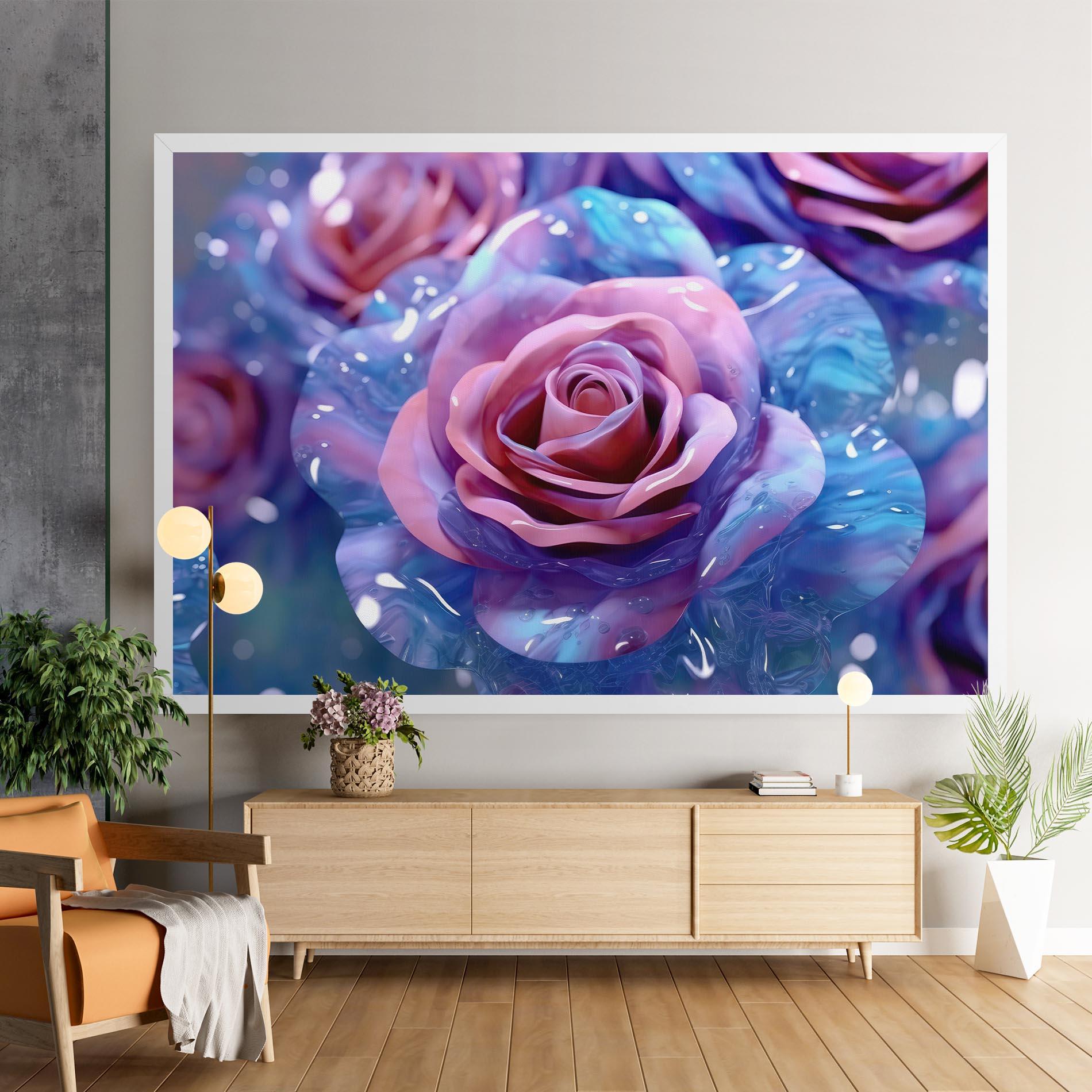 Tablou Canvas Beautiful Blue Pink Rose mockup 9