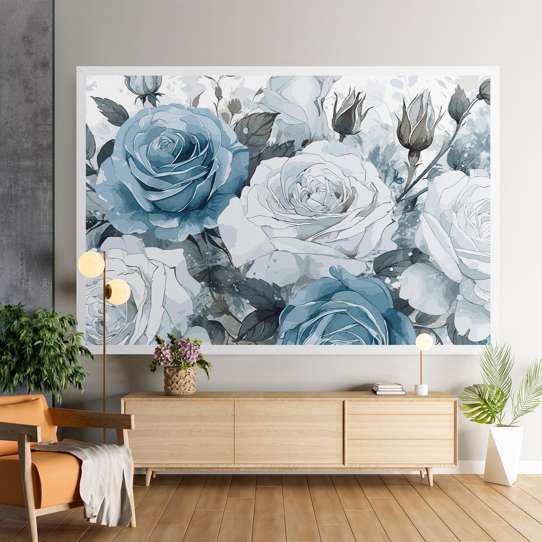 Tablou Canvas Blue White Rose mockup 9