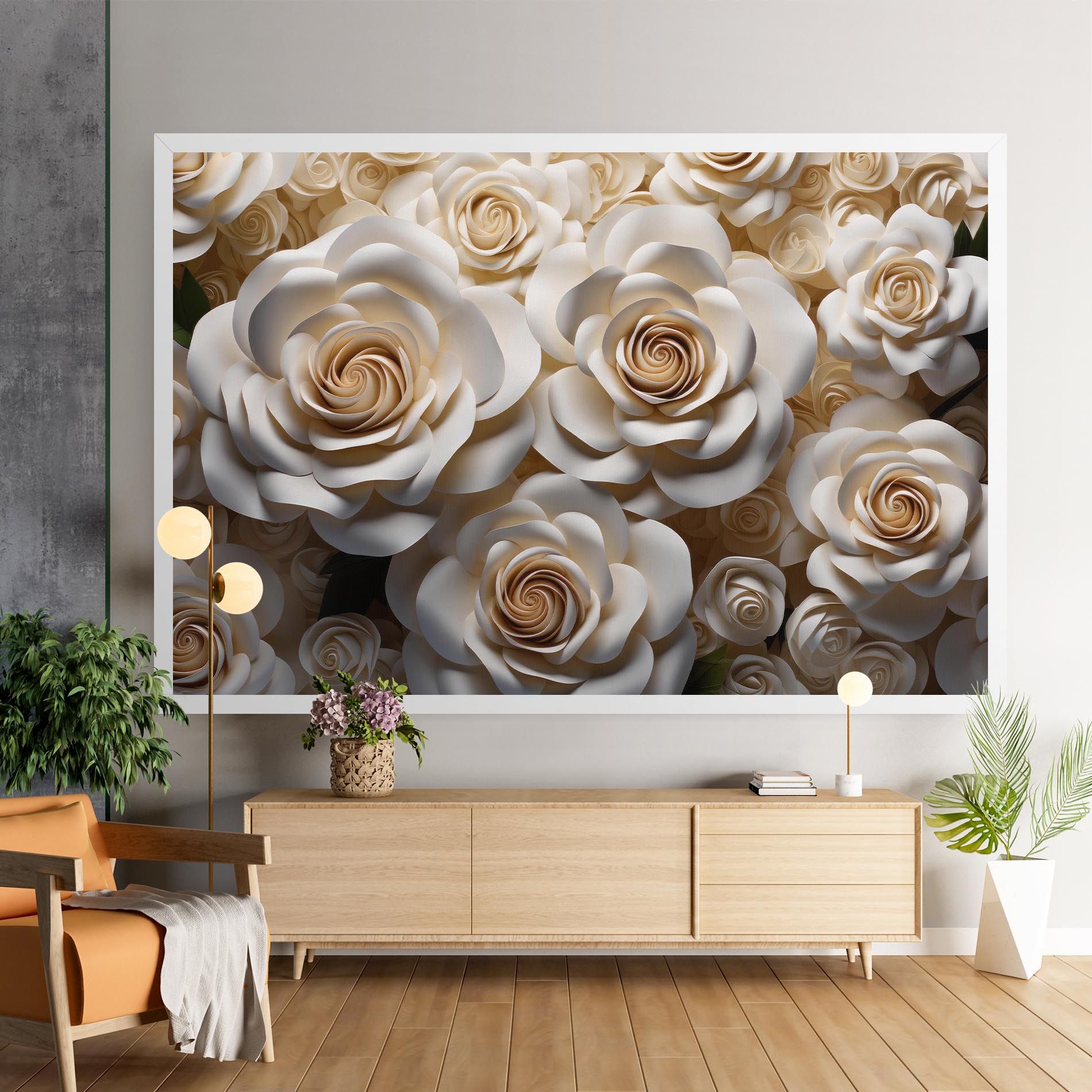 Cream Roses Wall mockup 9