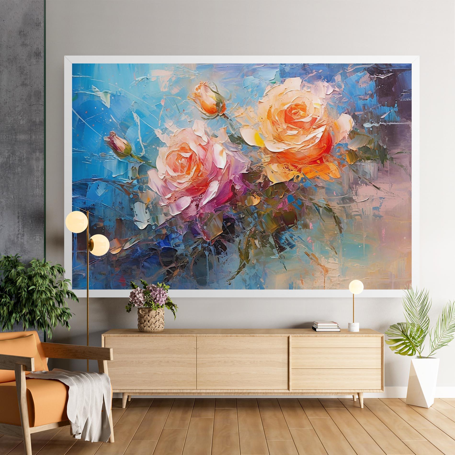 Tablou Canvas Light Orange Rose Painting mockup 9