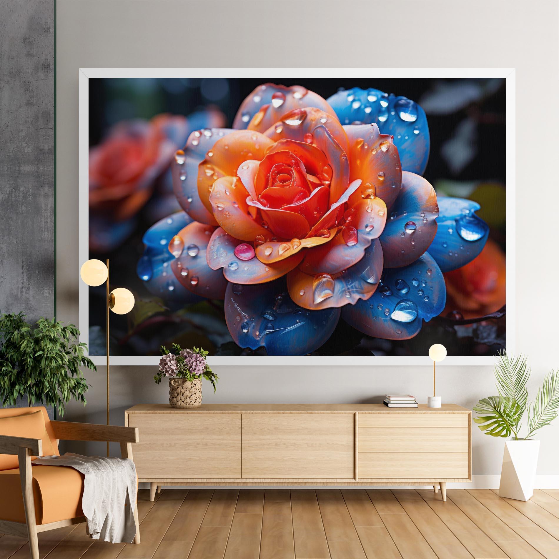 Tablou Canvas Orange Blue Rose mockup 9