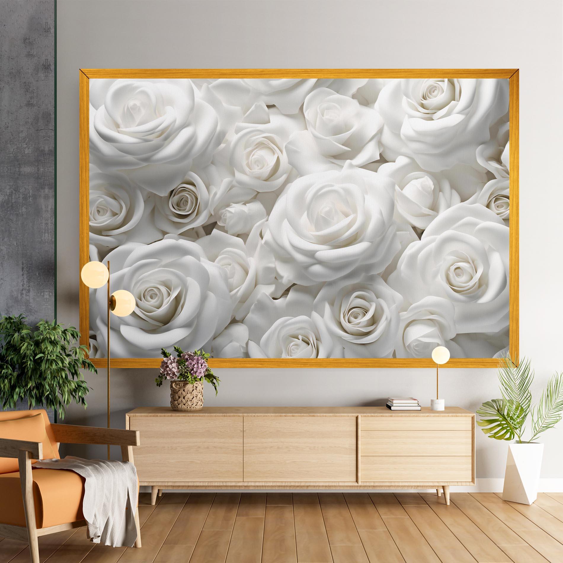 Tablou Canvas 3d White Roses mockup 9