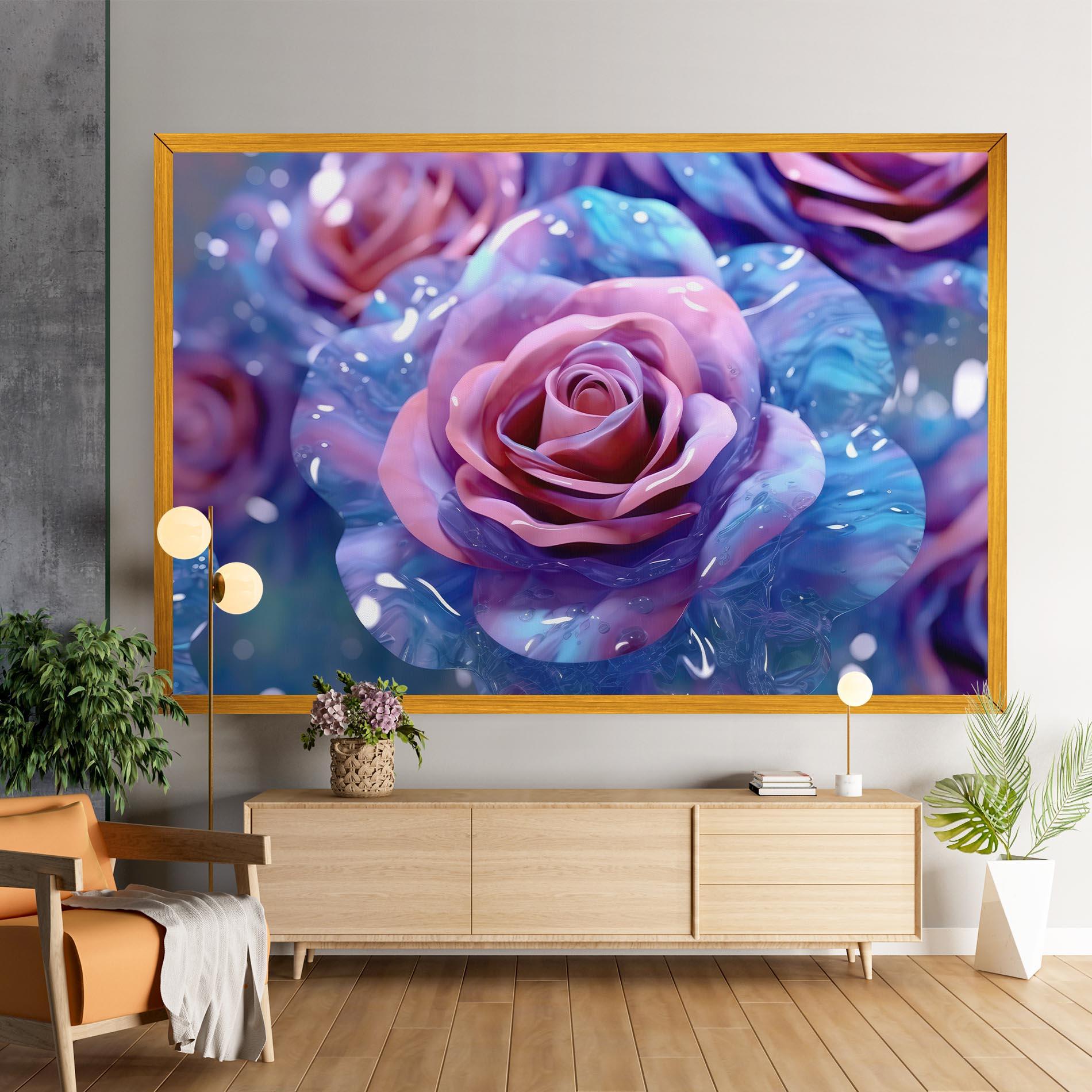 Tablou Canvas Beautiful Blue Pink Rose mockup 9