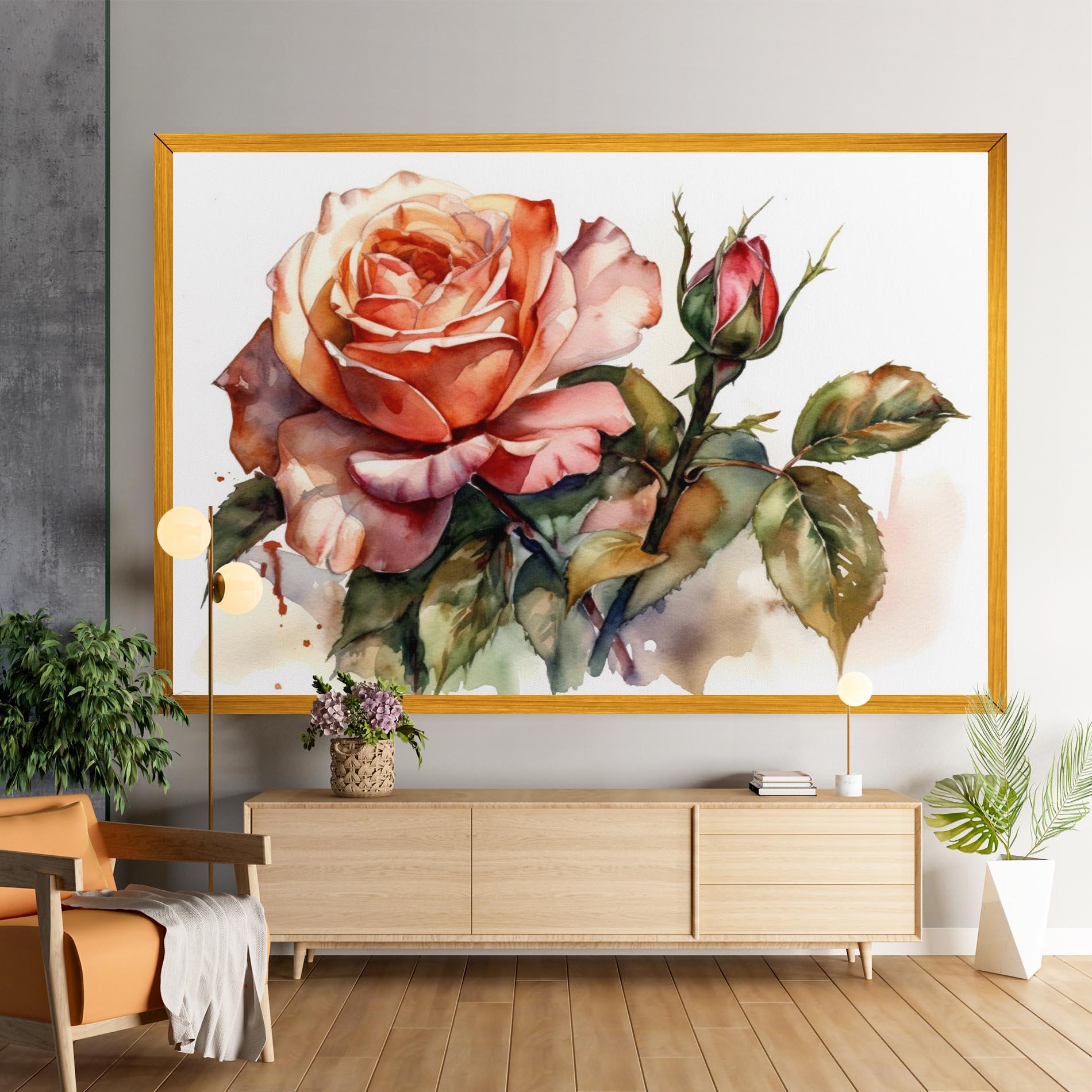 Tablou Canvas Big Rose Painted mockup 9