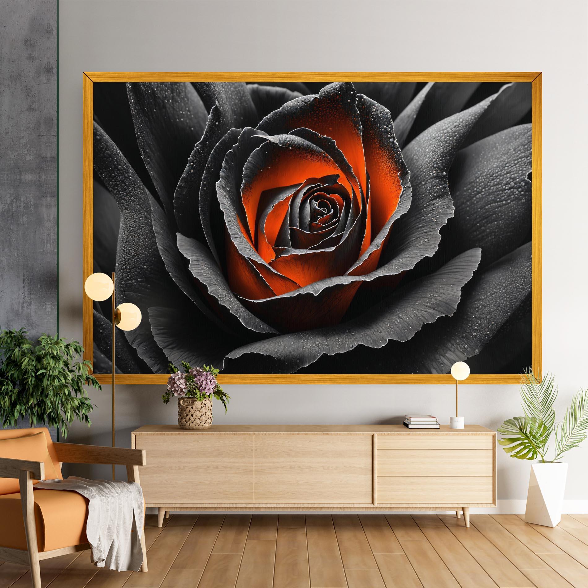 Tablou Canvas Grey Orange Rose mockup 9